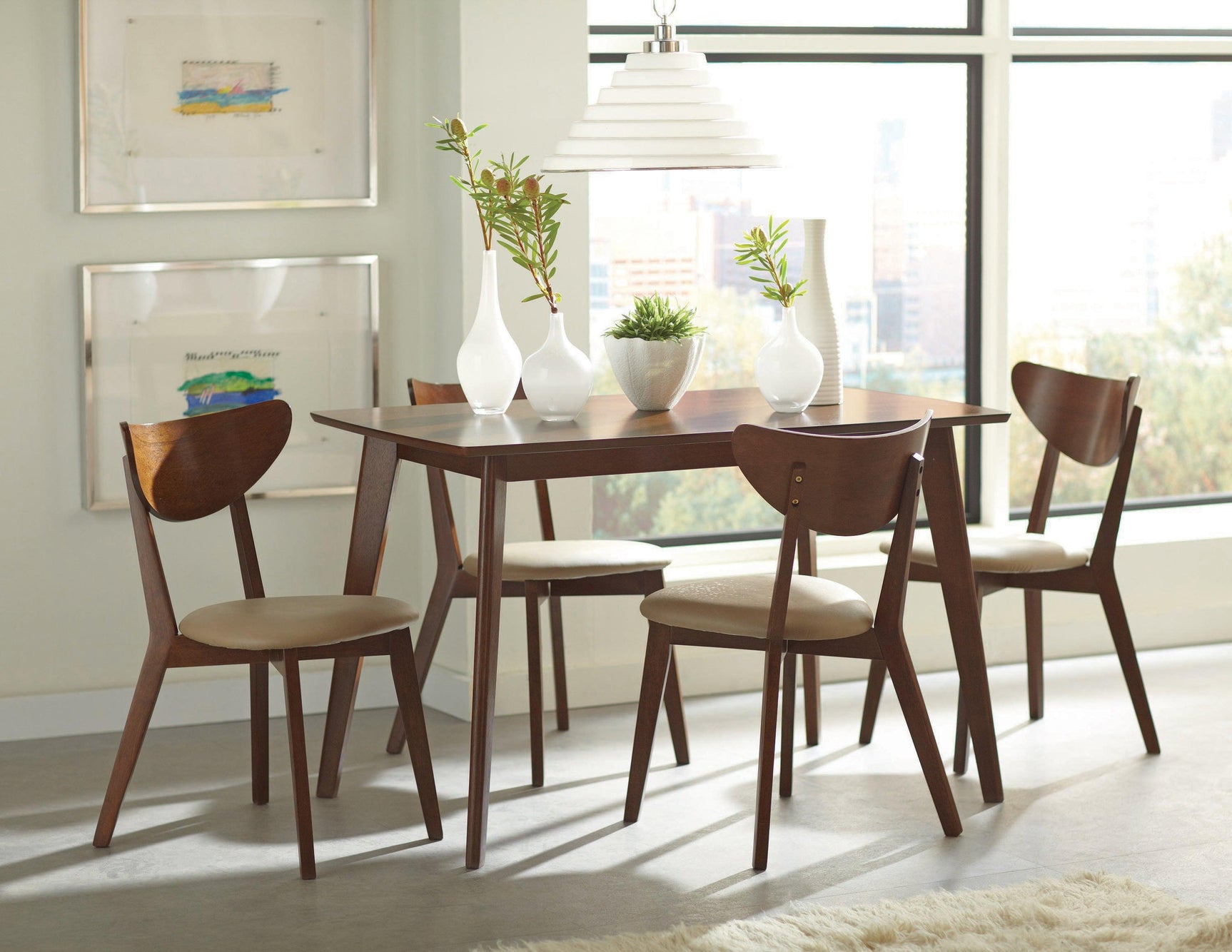 Kersey Dining Table With Angled Legs Chestnut - Ella Furniture