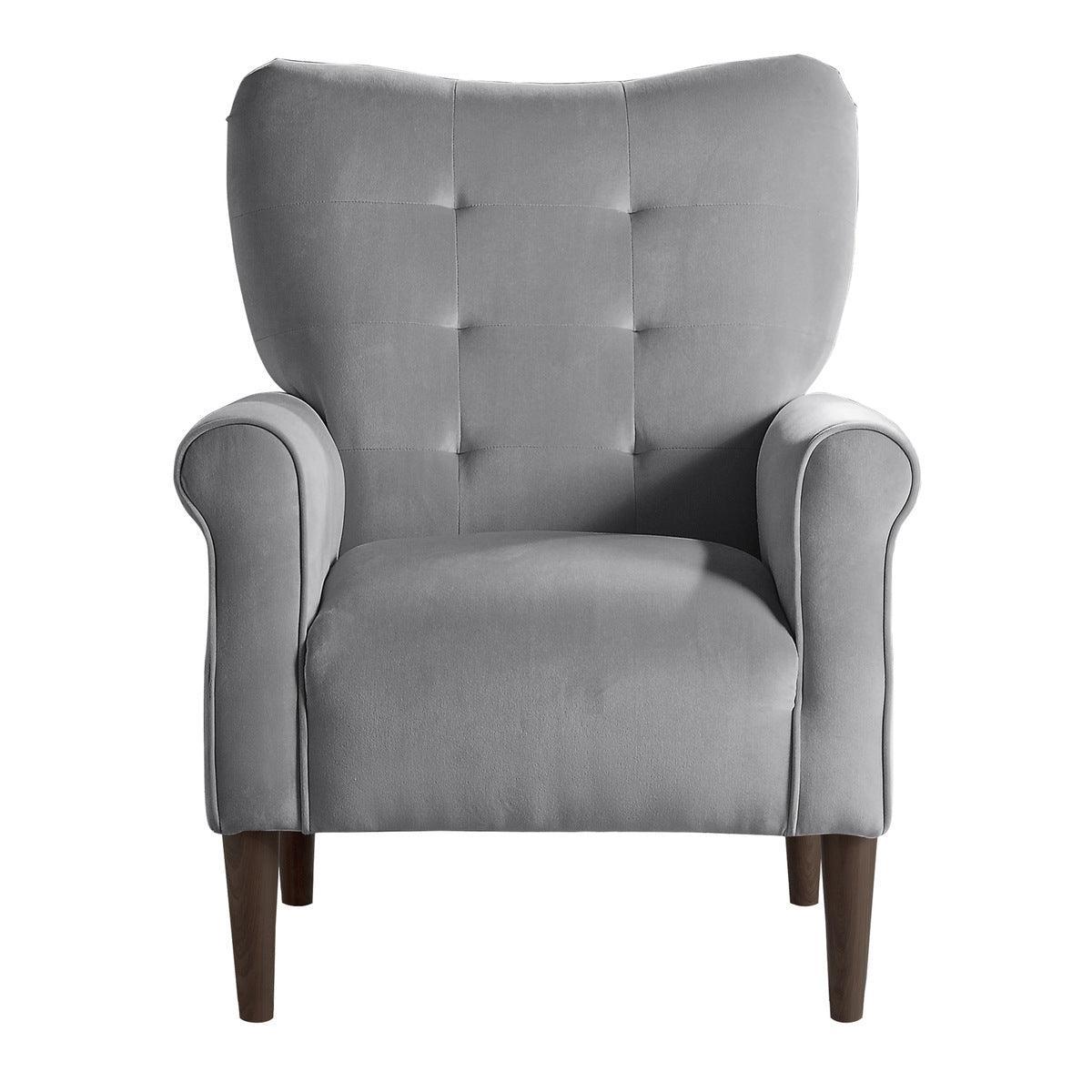 Kyrie Dark Grey Traditional Solid Wood And Plywood Velvet Fabric Upholstered Tufted Accent Chair - Ella Furniture