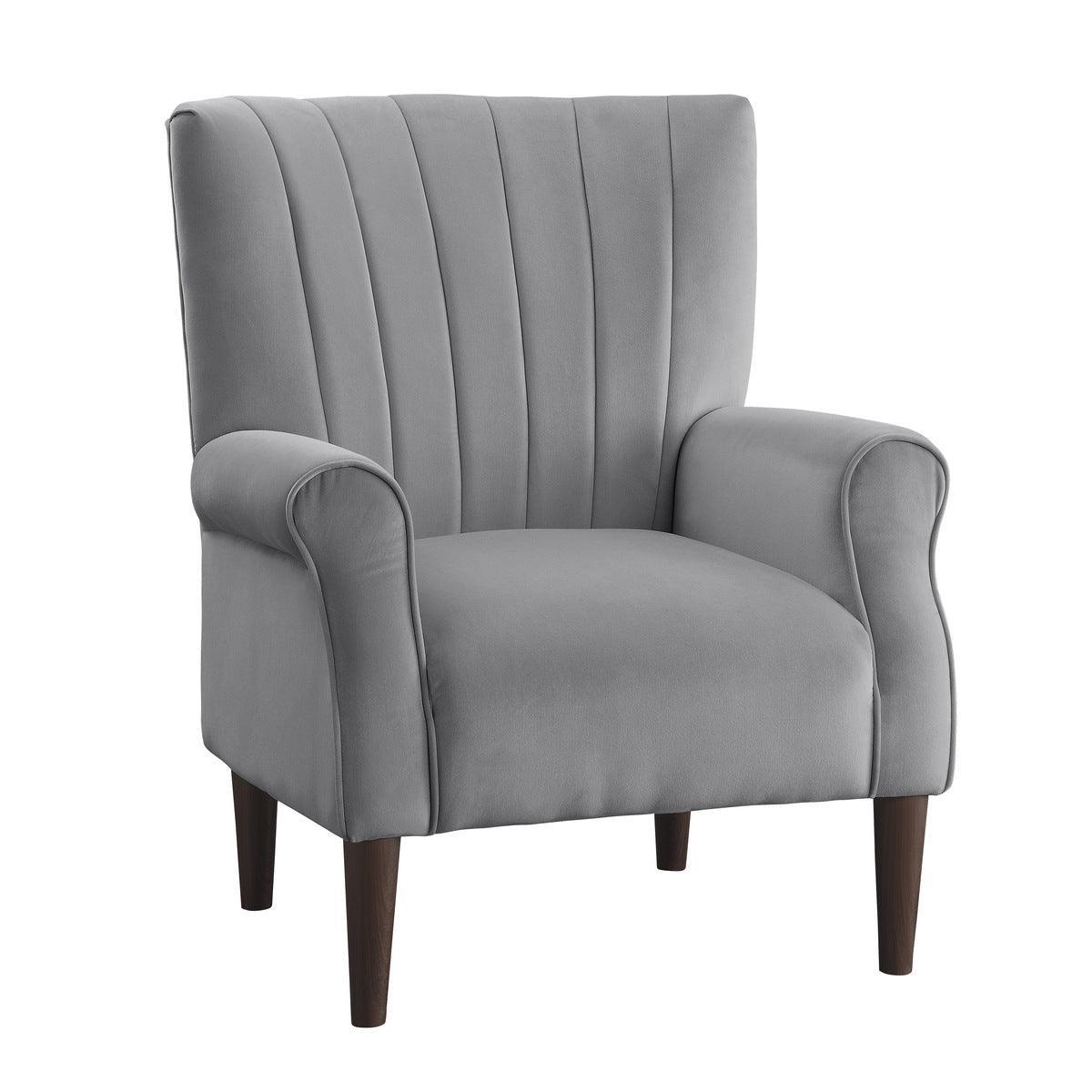 Urielle Dark Gray Traditional Solid Wood And Plywood Velvet Fabric Upholstery Accent Chair - Ella Furniture