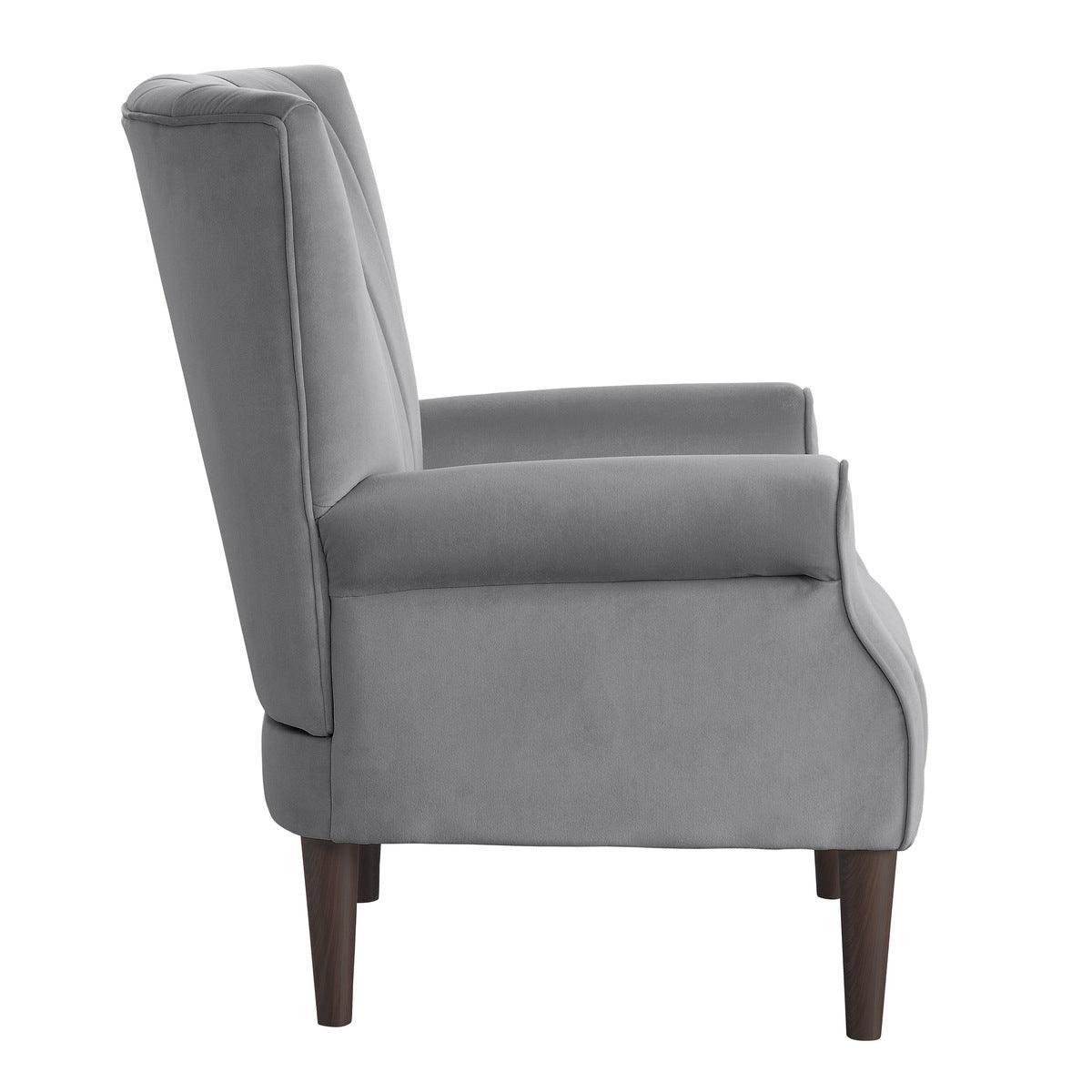 Urielle Dark Gray Traditional Solid Wood And Plywood Velvet Fabric Upholstery Accent Chair - Ella Furniture