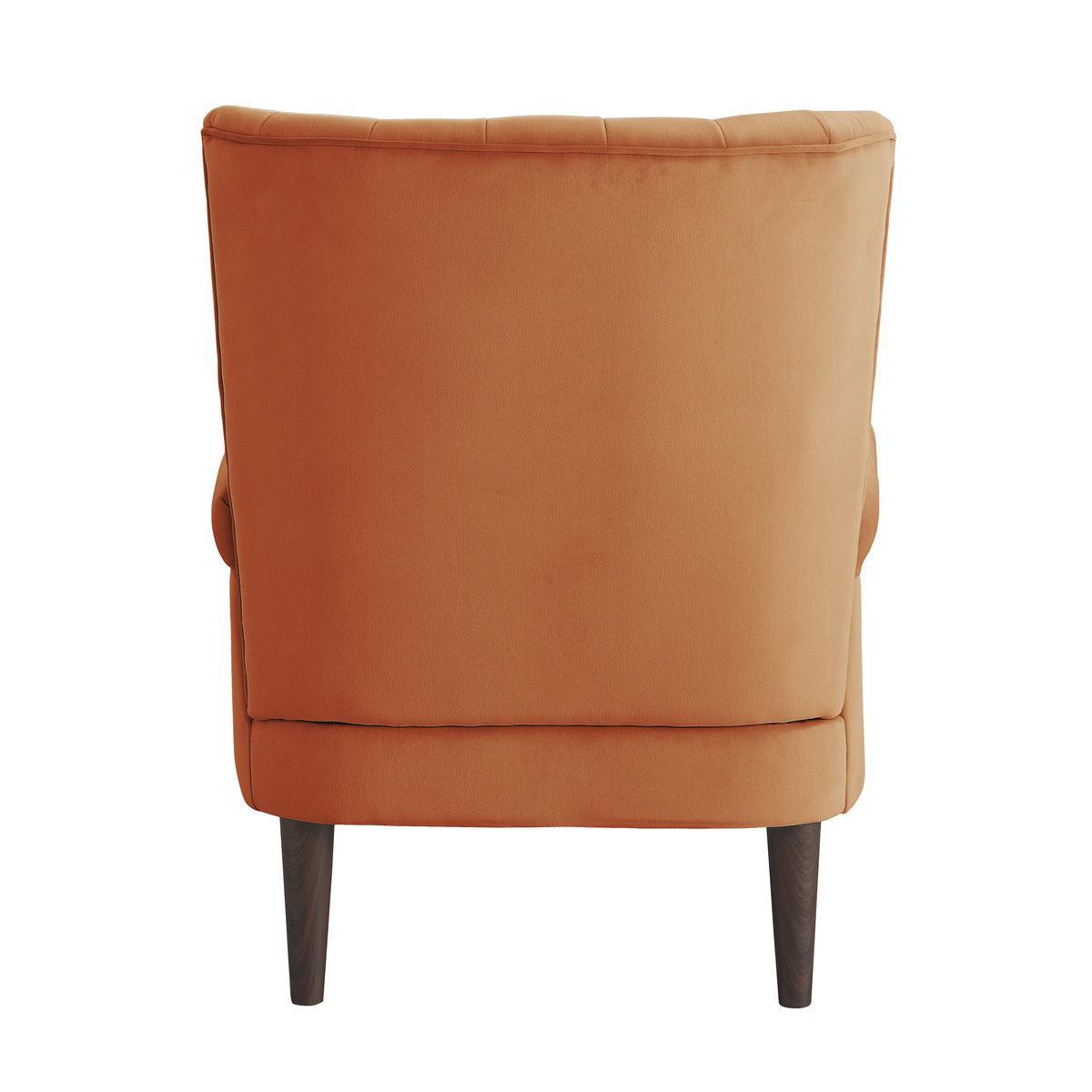 Urielle Orange Traditional Solid Wood And Plywood Velvet Fabric Upholstery Accent Chair - Ella Furniture