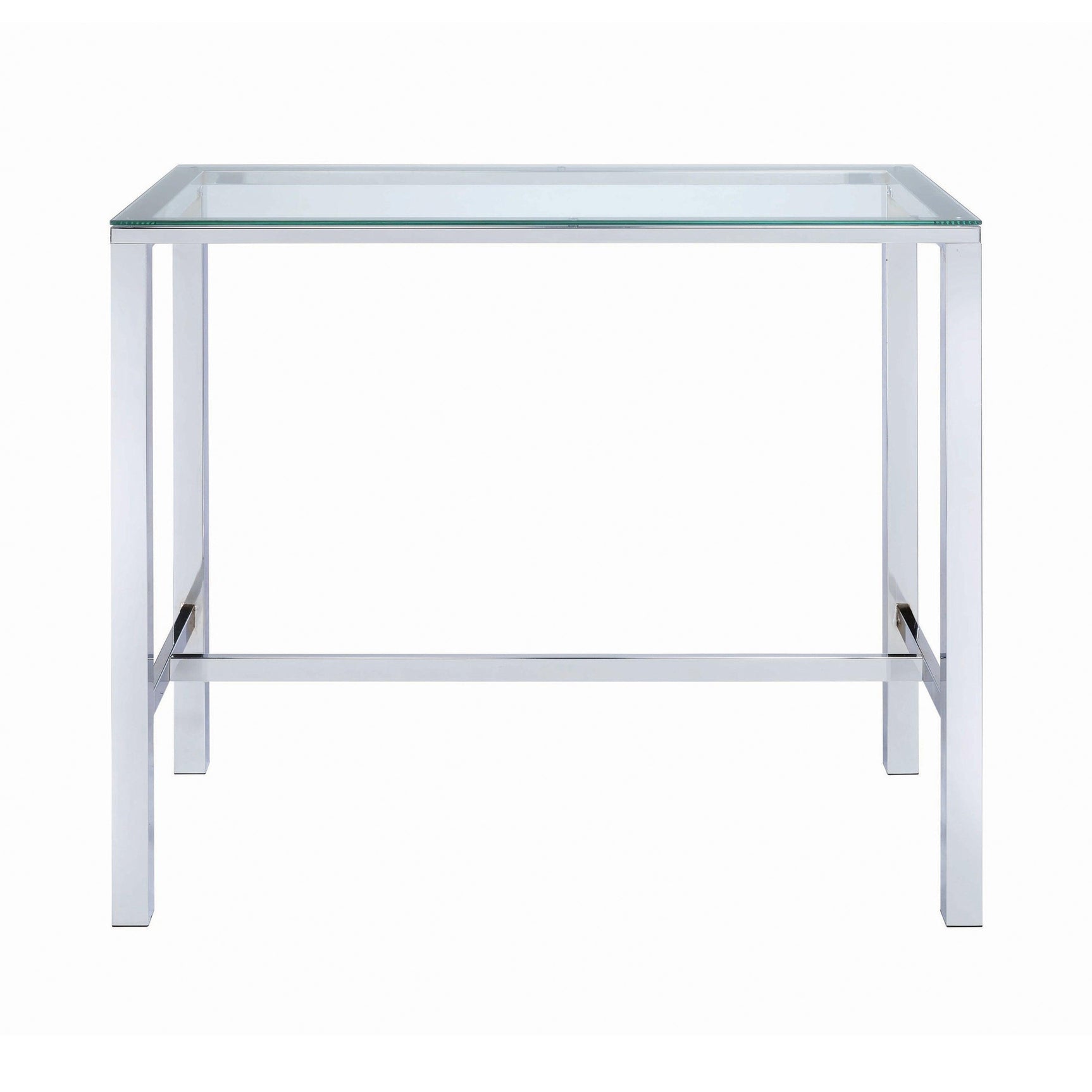 Tolbert Bar Table With Glass Top Chrome - Ella Furniture