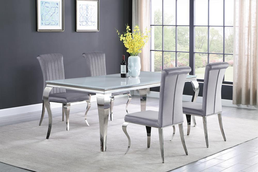 Betty Upholstered Side Chairs Grey And Chrome (Set Of 4) - Ella Furniture