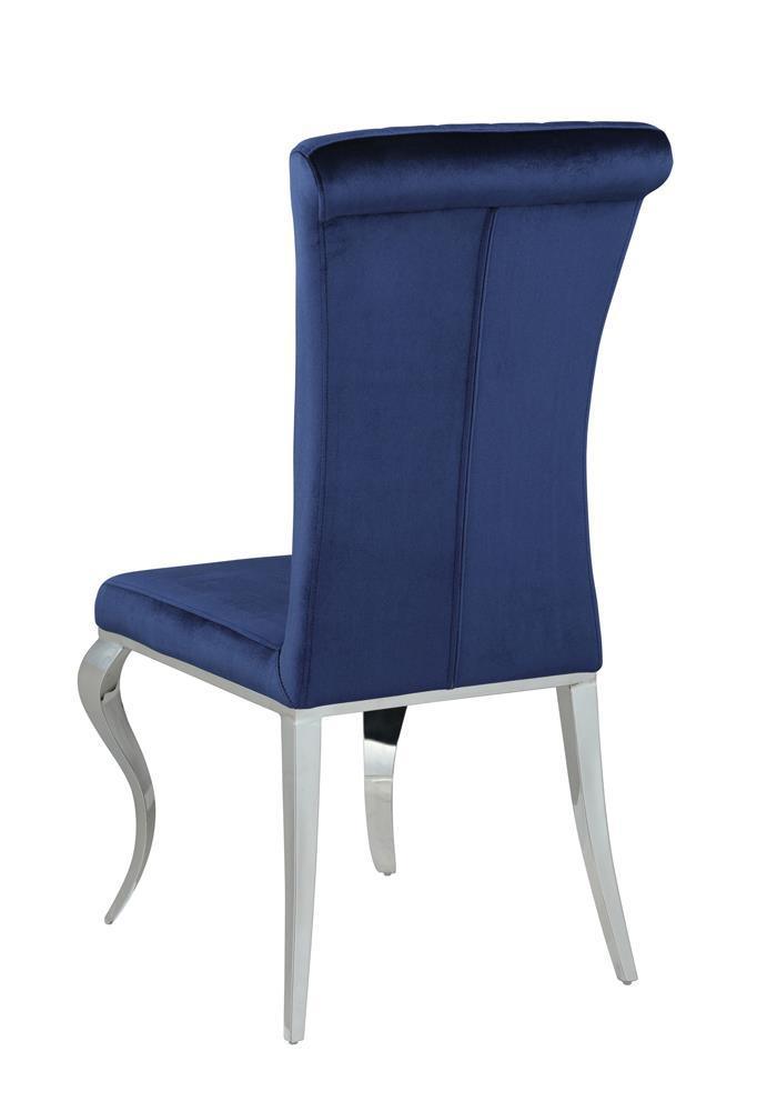 Betty Upholstered Side Chairs Ink Blue And Chrome (Set Of 4) - Ella Furniture