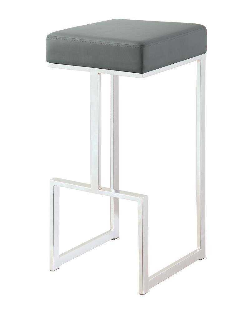 Gervase Square Bar Stool Grey And Chrome - Ella Furniture