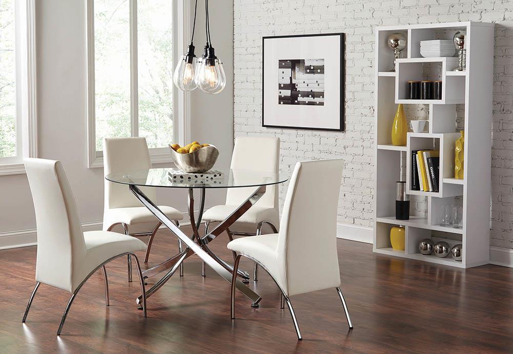 Beckham Round Dining Table Chrome And Clear - Ella Furniture