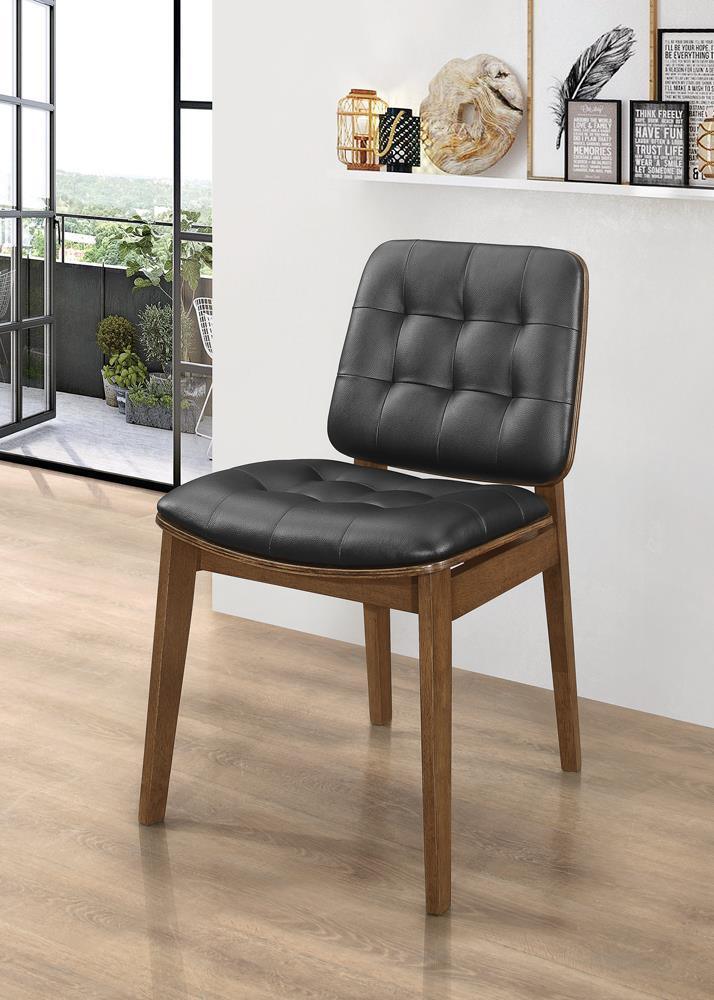 Otterson Tufted Back Side Chairs Natural Walnut And Black (Set Of 2) - Ella Furniture