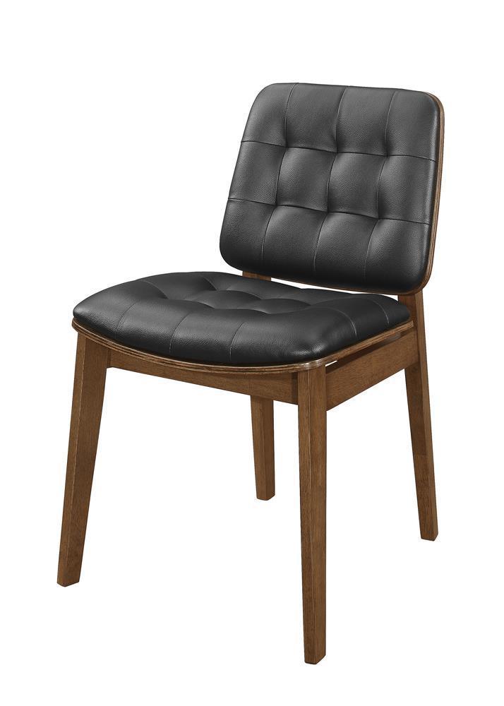 Otterson Tufted Back Side Chairs Natural Walnut And Black (Set Of 2) - Ella Furniture