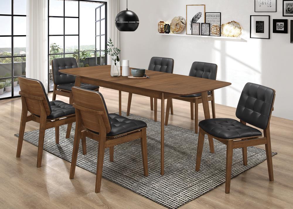 Otterson Tufted Back Side Chairs Natural Walnut And Black (Set Of 2) - Ella Furniture
