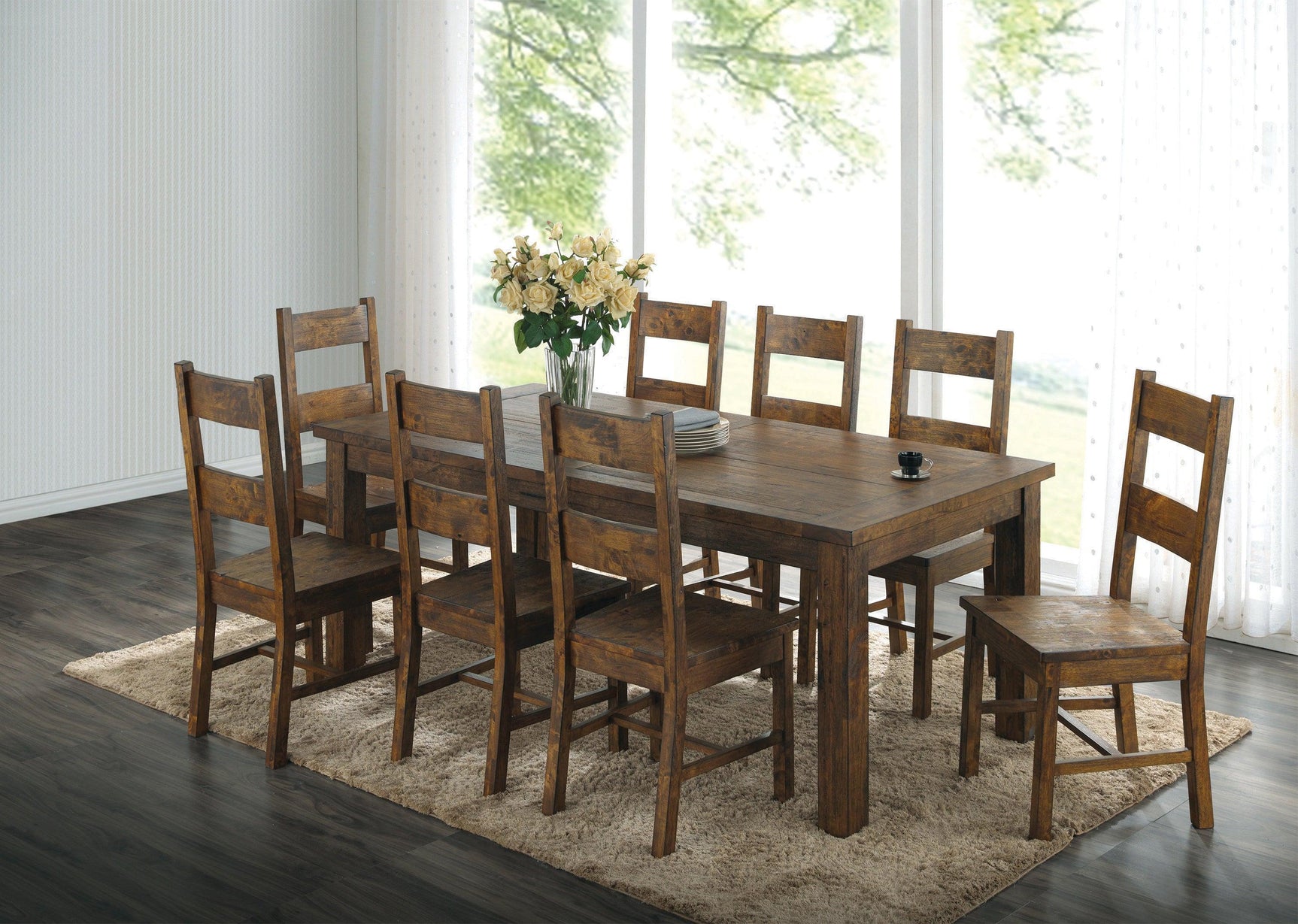 Coleman Rectangular Dining Table Rustic Golden Brown - Ella Furniture