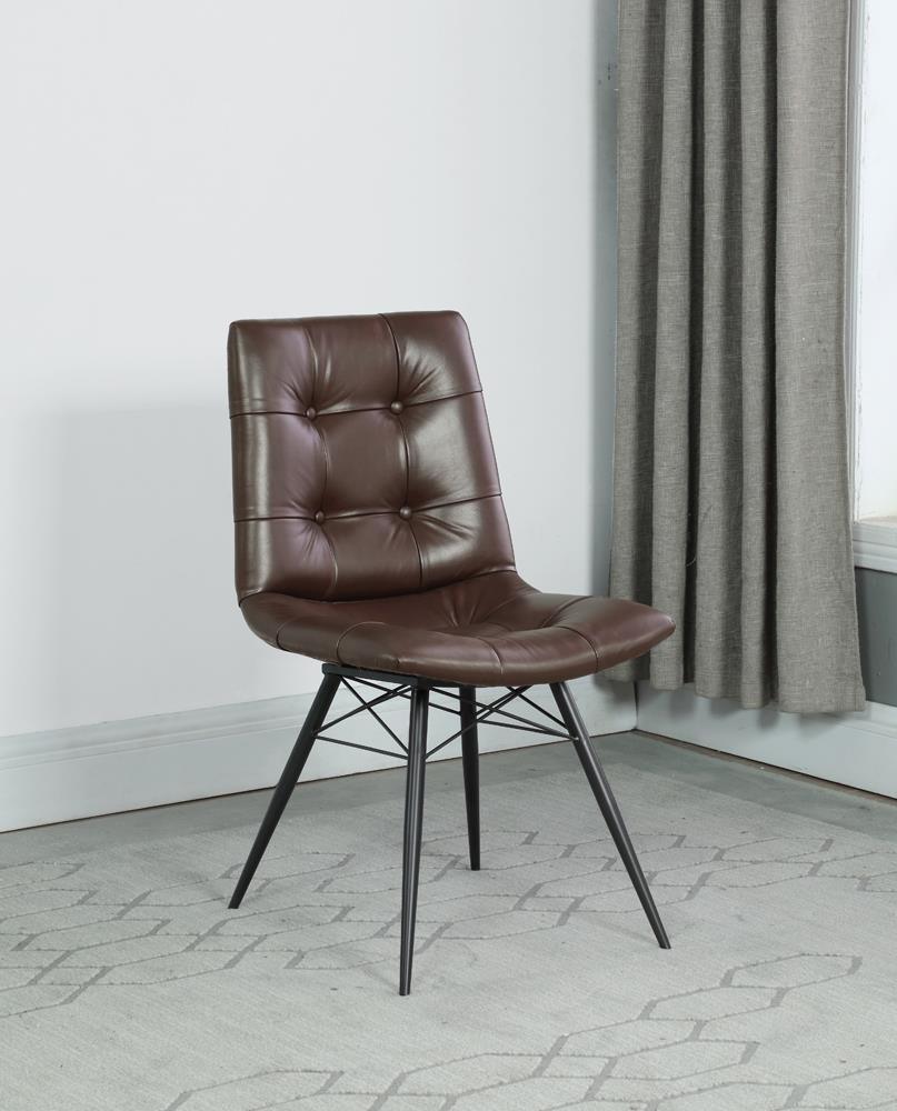 Aiken Upholstered Tufted Side Chairs Brown (Set Of 4) - Ella Furniture