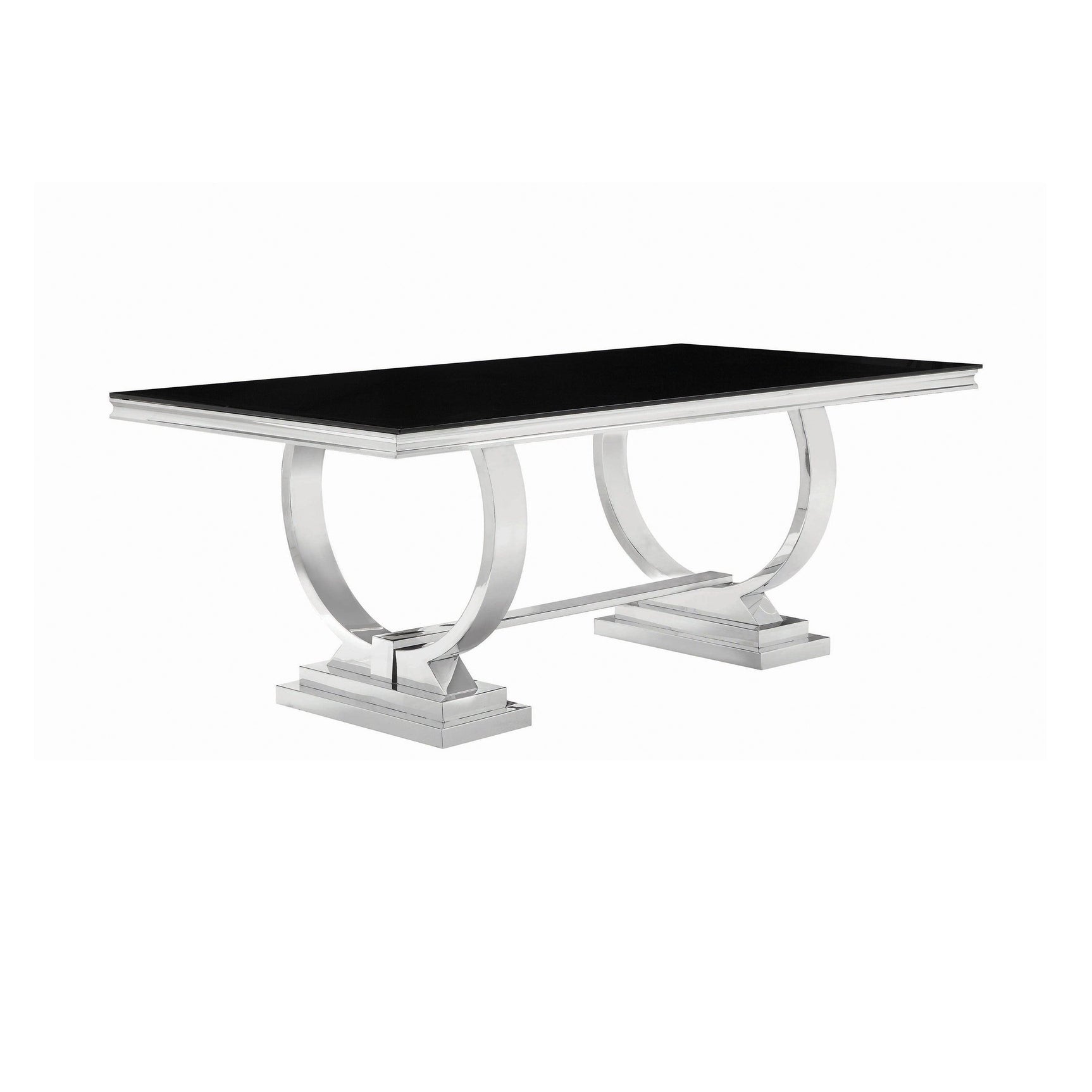 Antoine Rectangular Dining Table Chrome And Black - Ella Furniture