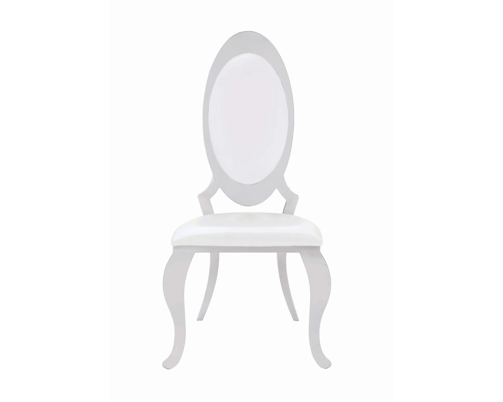 Antoine Oval Back Side Chairs Cream And Chrome (Set Of 2) - Ella Furniture