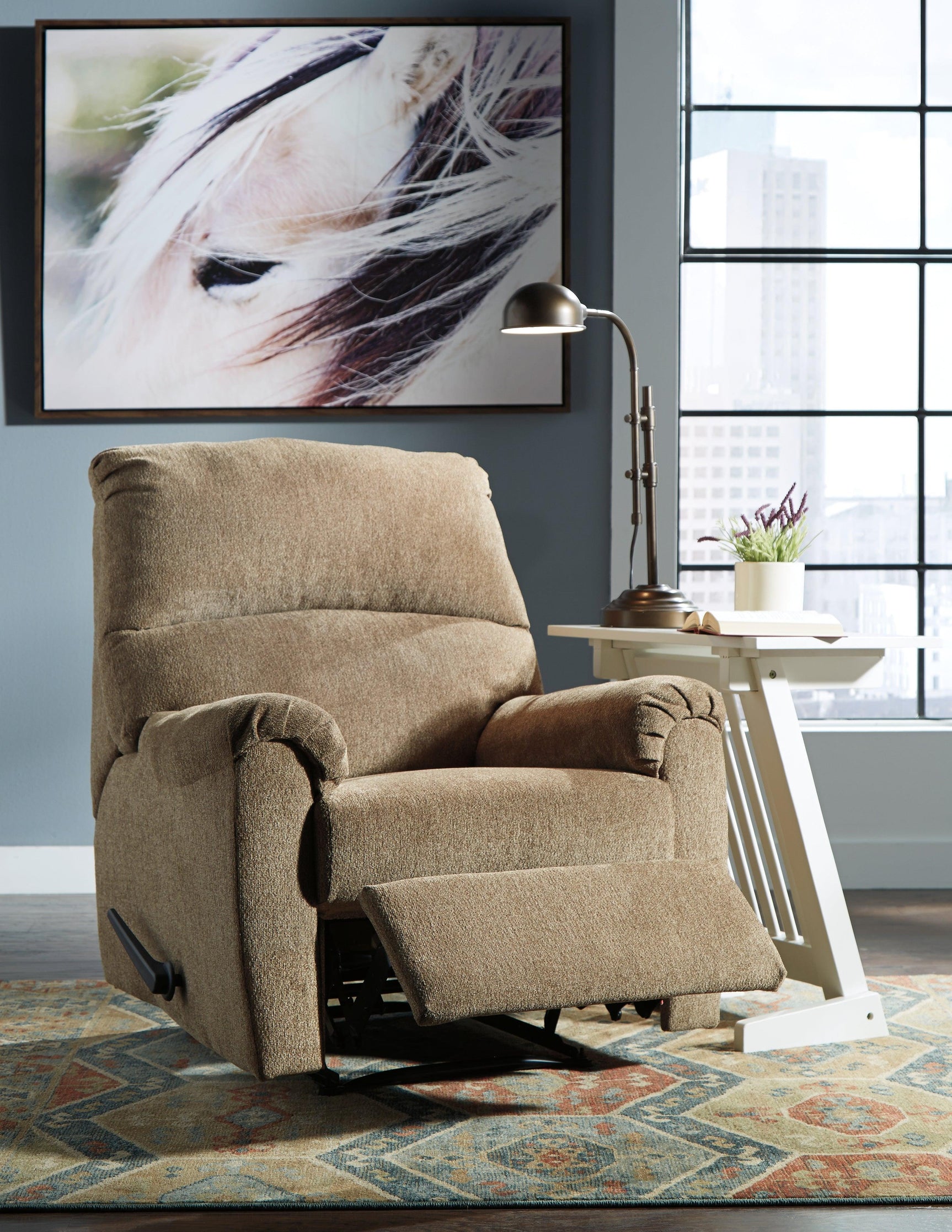 Nerviano Mocha Chenille Recliner - Ella Furniture