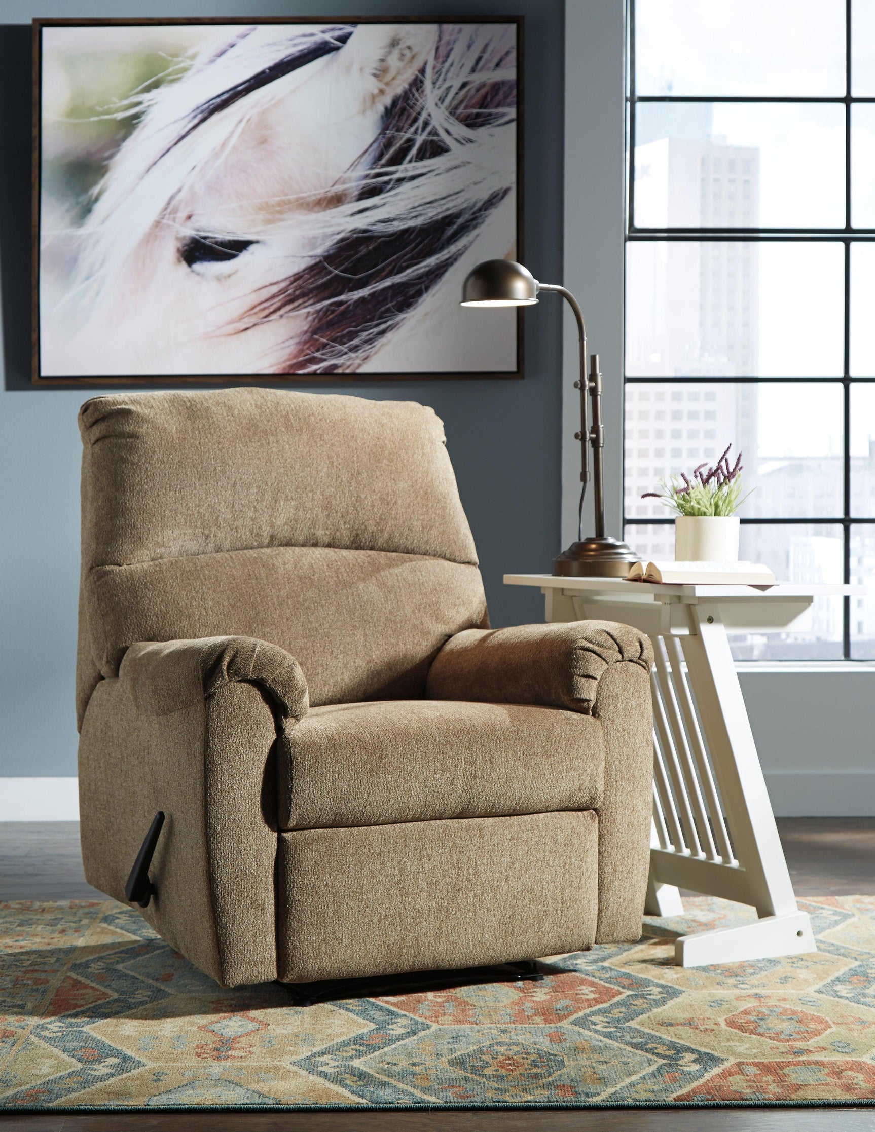 Nerviano Mocha Chenille Recliner - Ella Furniture