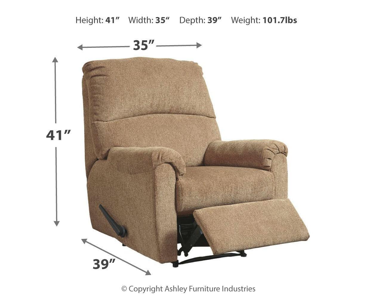 Nerviano Mocha Chenille Recliner - Ella Furniture