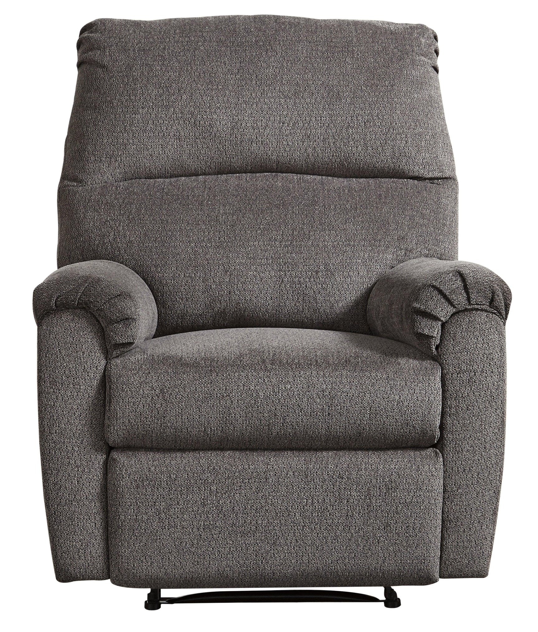Nerviano Gray Chenille Recliner - Ella Furniture