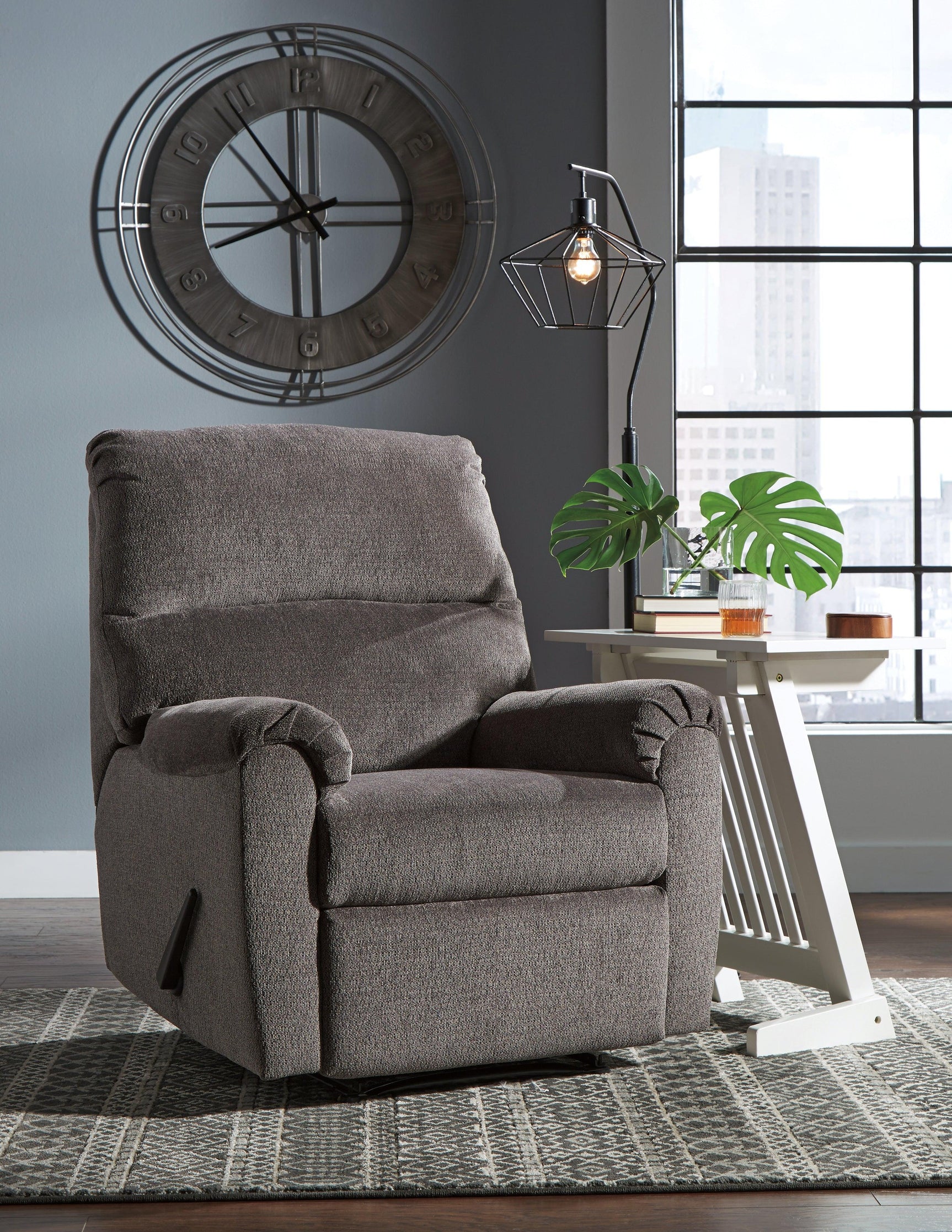 Nerviano Gray Chenille Recliner - Ella Furniture
