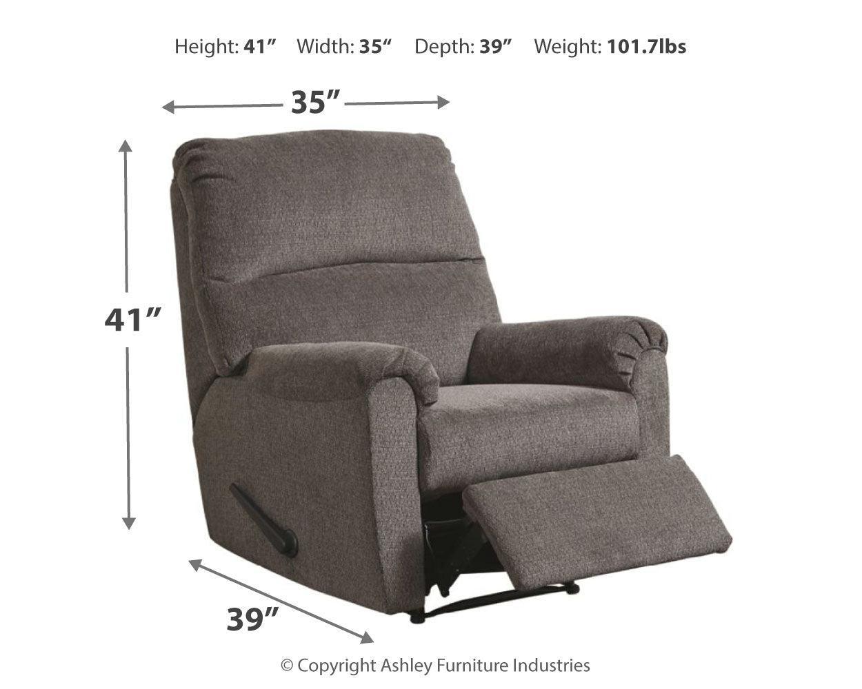 Nerviano Gray Chenille Recliner - Ella Furniture