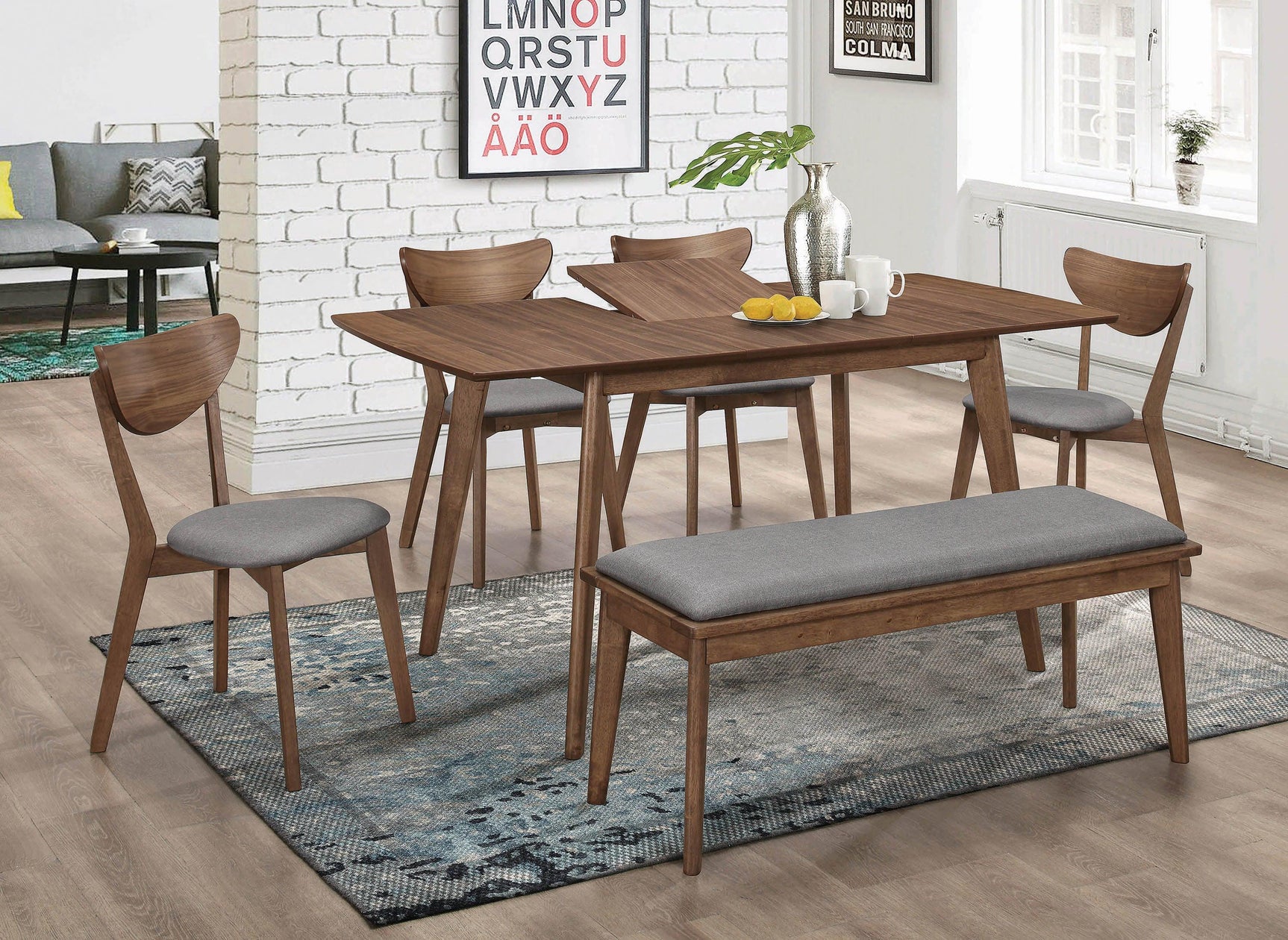 Alfredo Upholstered Dining Chairs Grey And Natural Walnut (Set Of 2) - Ella Furniture