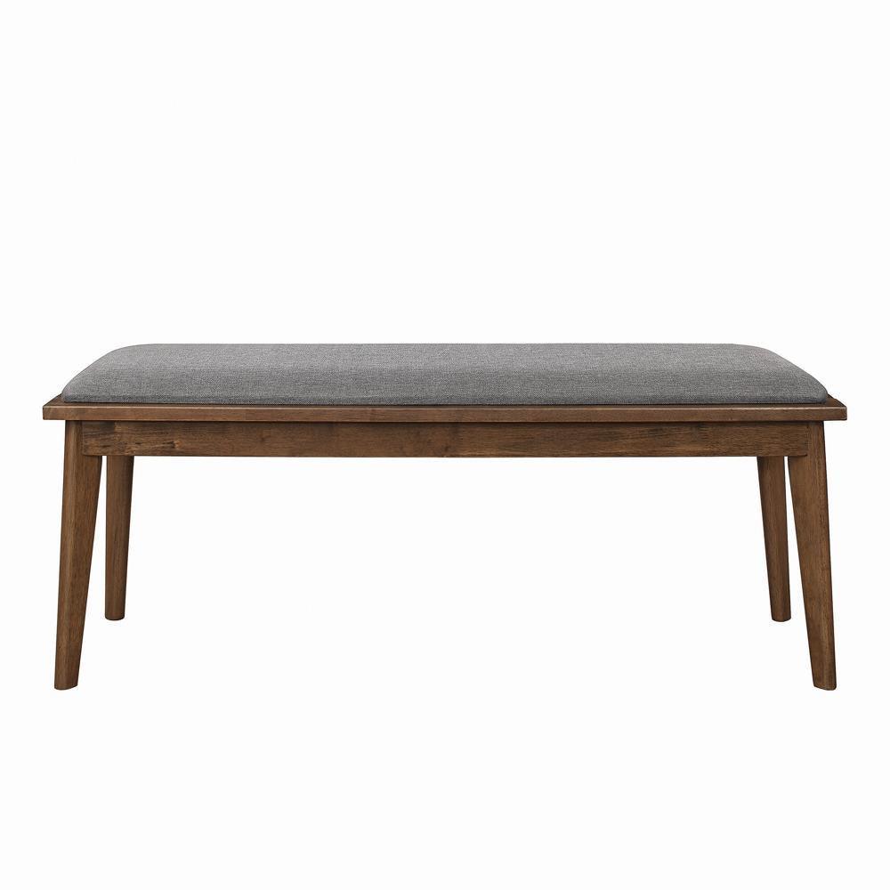 Alfredo Upholstered Dining Bench Grey And Natural Walnut - Ella Furniture