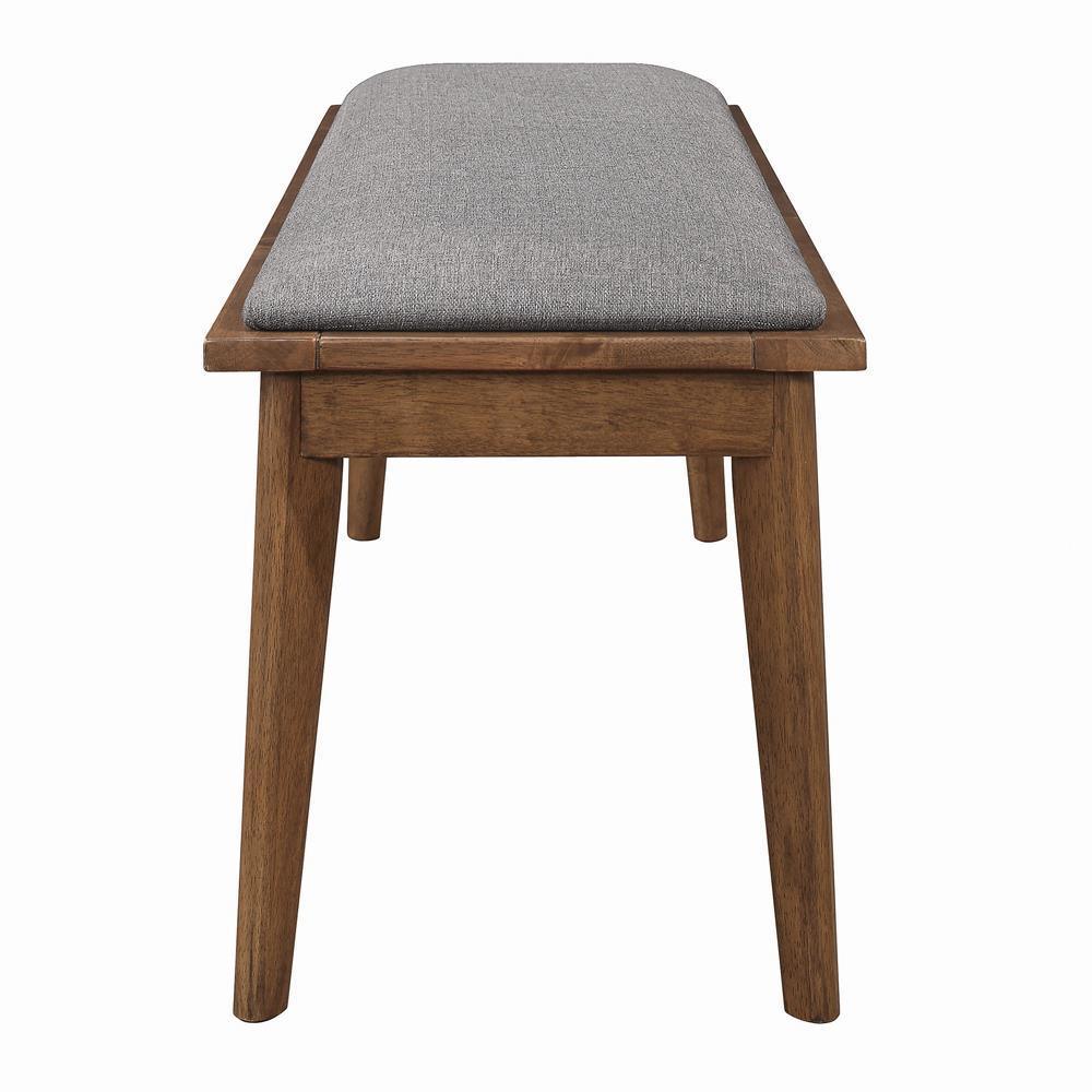 Alfredo Upholstered Dining Bench Grey And Natural Walnut - Ella Furniture