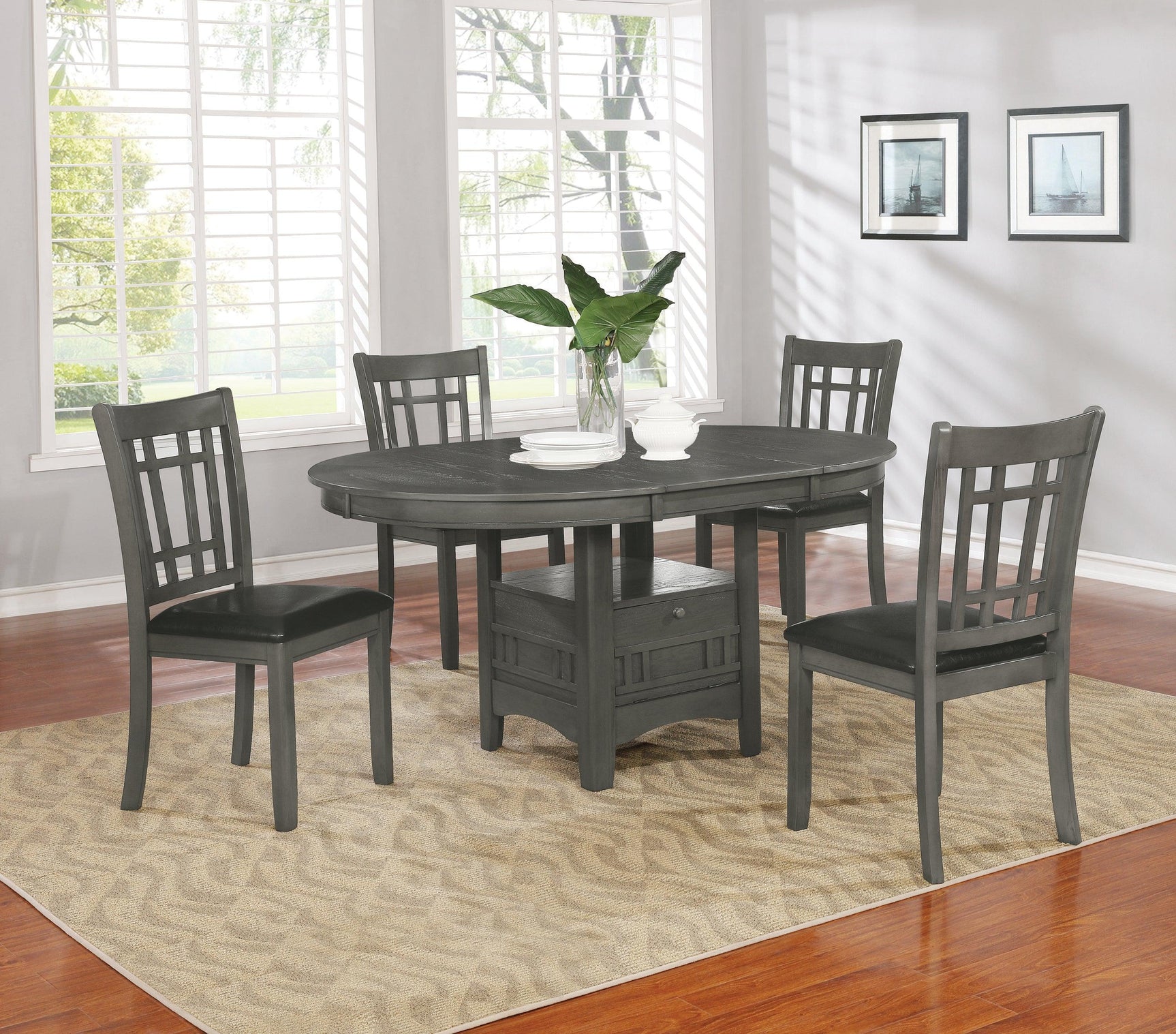 Lavon Dining Table With Storage Medium Grey - Ella Furniture