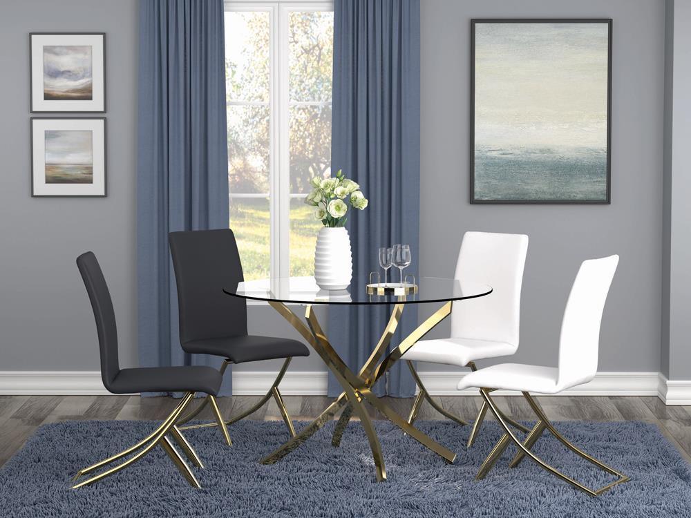 Beckham Round Dining Table Brass And Clear - Ella Furniture