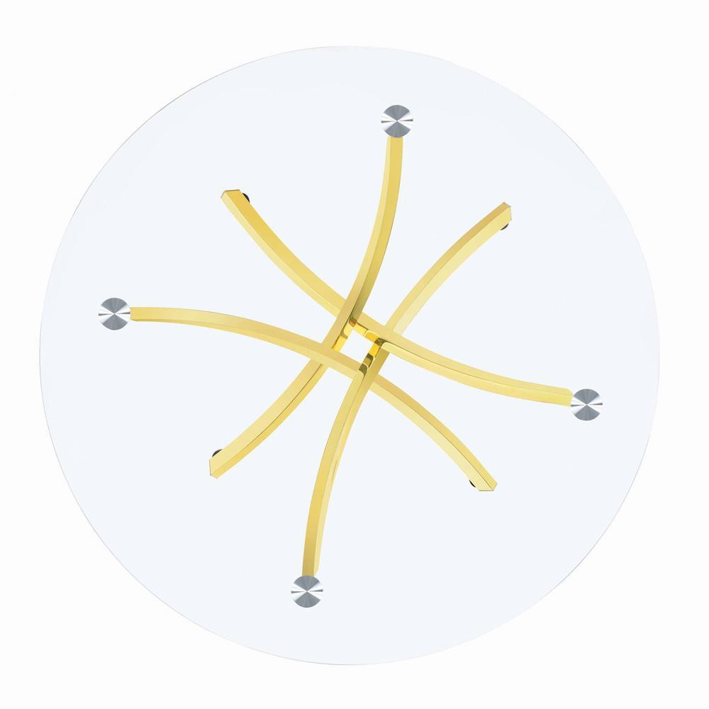 Beckham Round Dining Table Brass And Clear - Ella Furniture