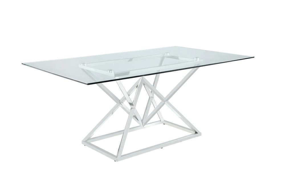 Beaufort Rectangle Glass Top Dining Table Chrome - Ella Furniture