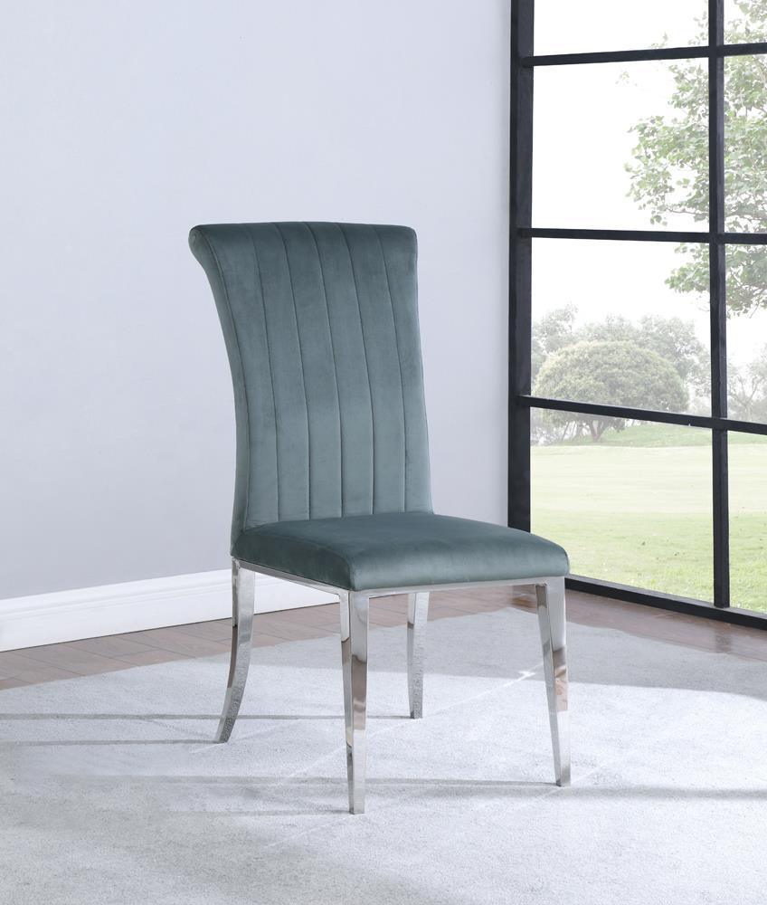 Beaufort Upholstered Curved Back Side Chairs Dark Grey (Set Of 2) - Ella Furniture
