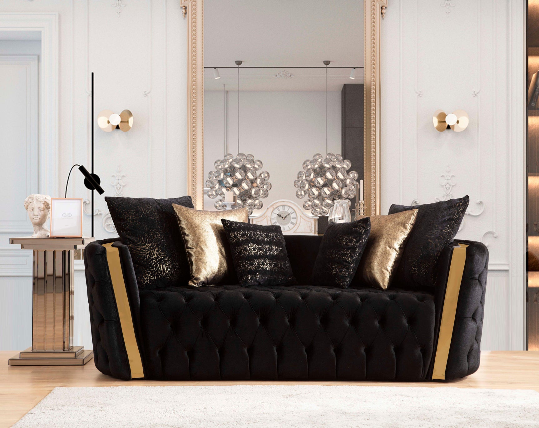 Sofia Black Velvet Sofa & Loveseat - Ella Furniture