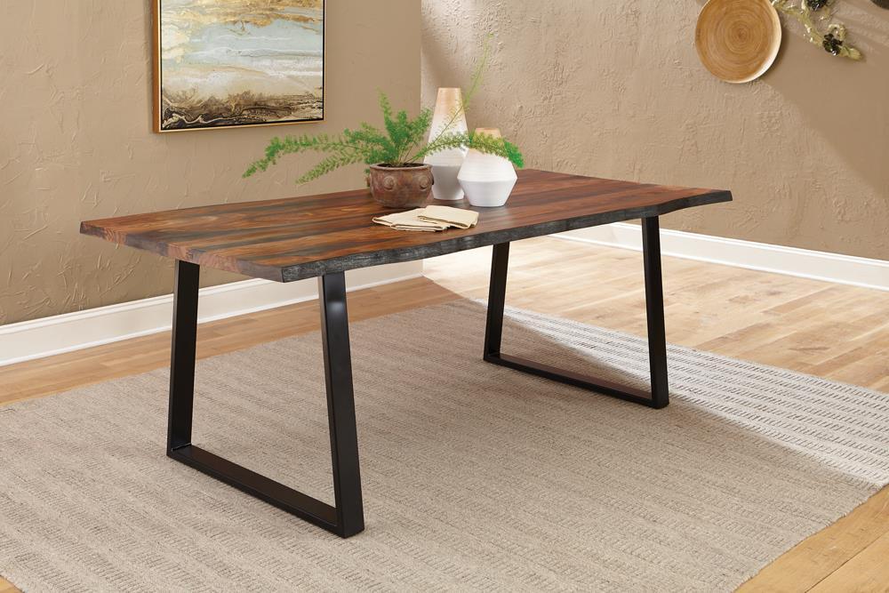Ditman Live Edge Dining Table Grey Sheesham And Black - Ella Furniture