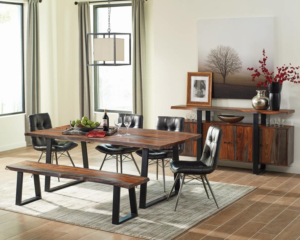 Ditman Live Edge Dining Table Grey Sheesham And Black - Ella Furniture