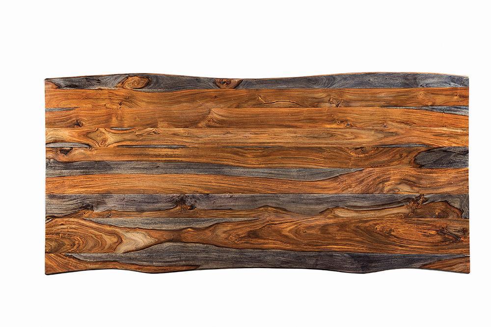 Ditman Live Edge Dining Table Grey Sheesham And Black - Ella Furniture