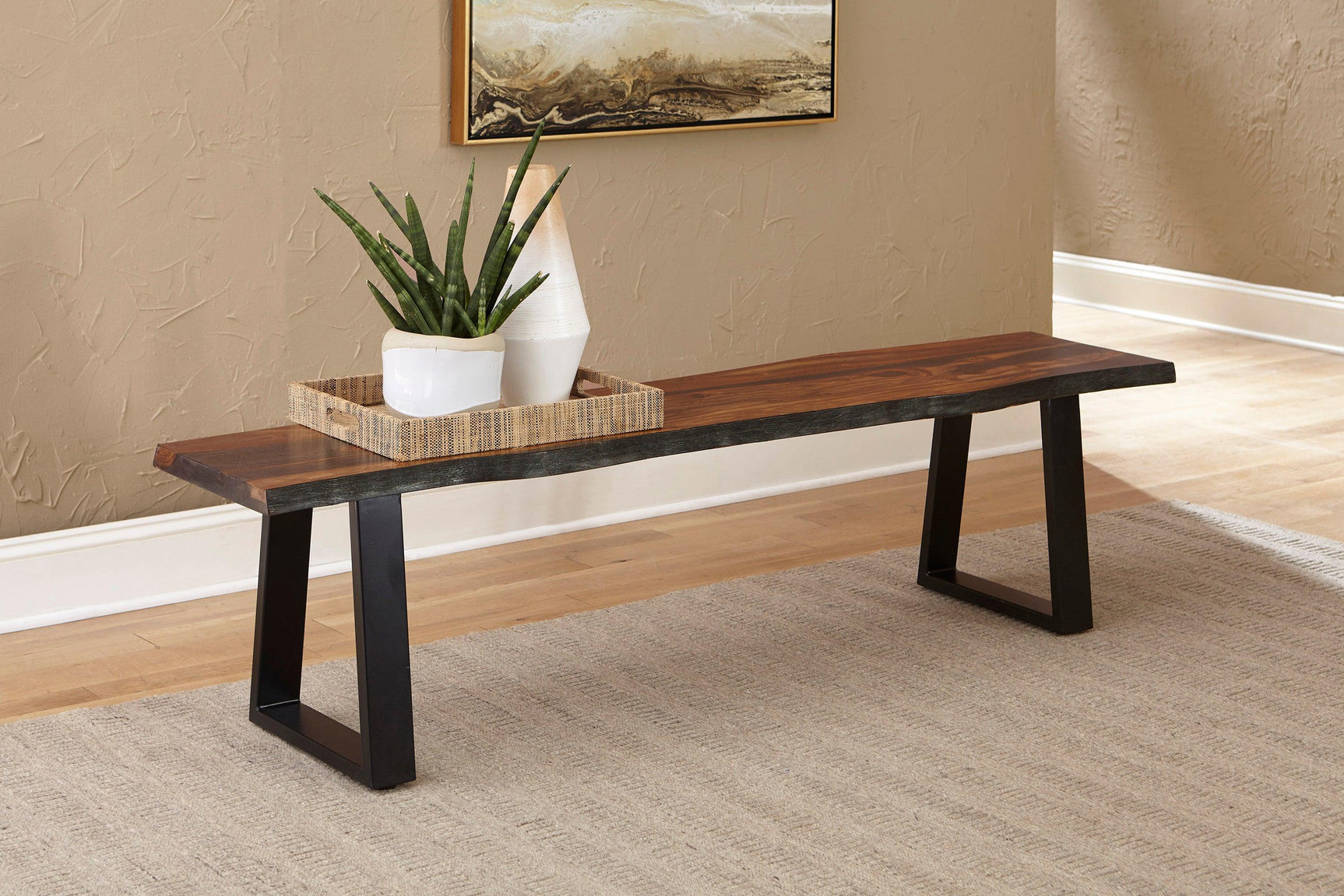 Ditman Live Edge Dining Table Grey Sheesham And Black - Ella Furniture