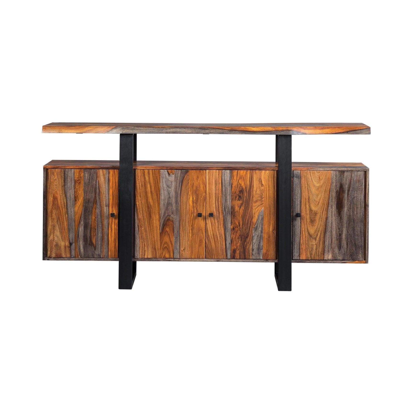 Ditman Live Edge Dining Table Grey Sheesham And Black - Ella Furniture