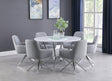Abby Lazy Susan White And Chrome Circular Dining Room Set - Ella Furniture
