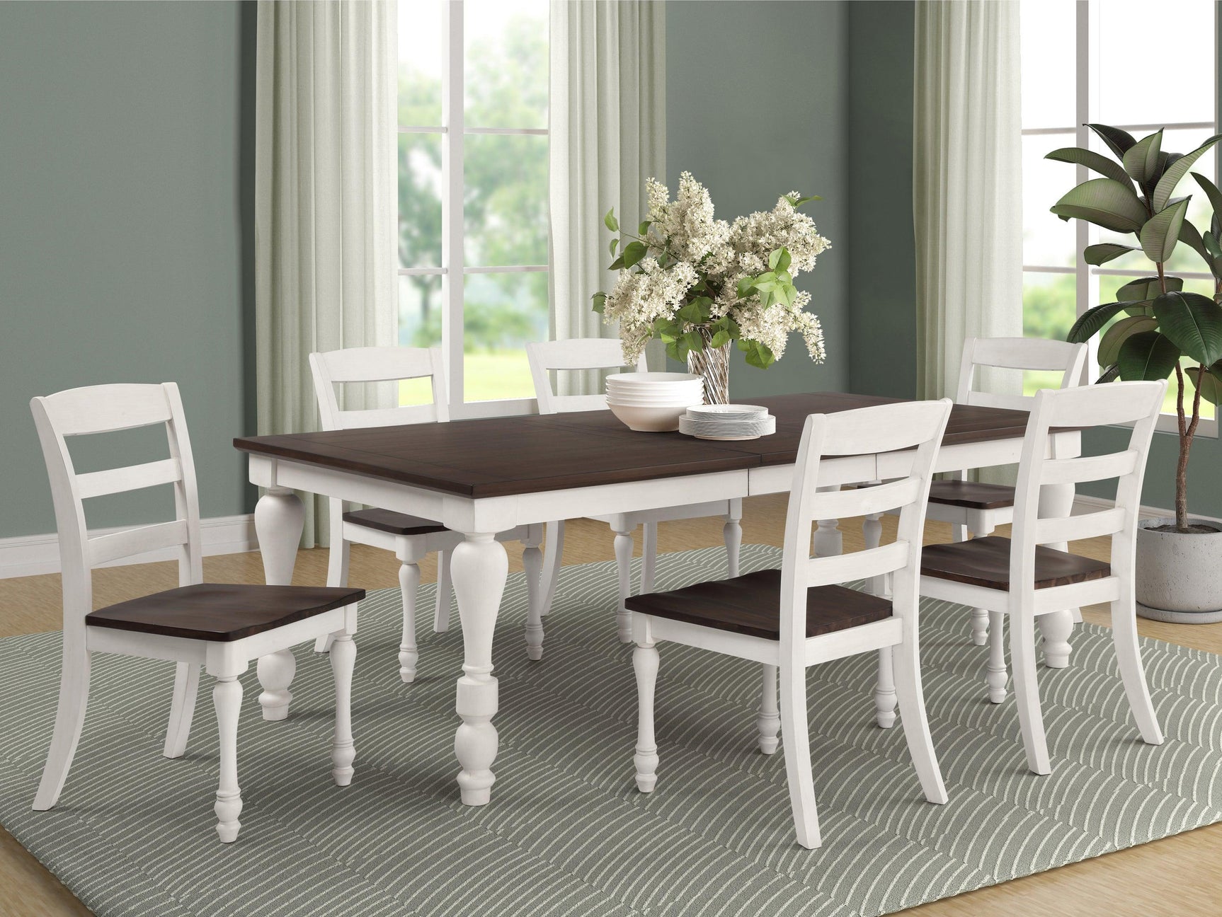 Madelyn Dining Table With Extension Leaf Dark Cocoa And Coastal White - Ella Furniture