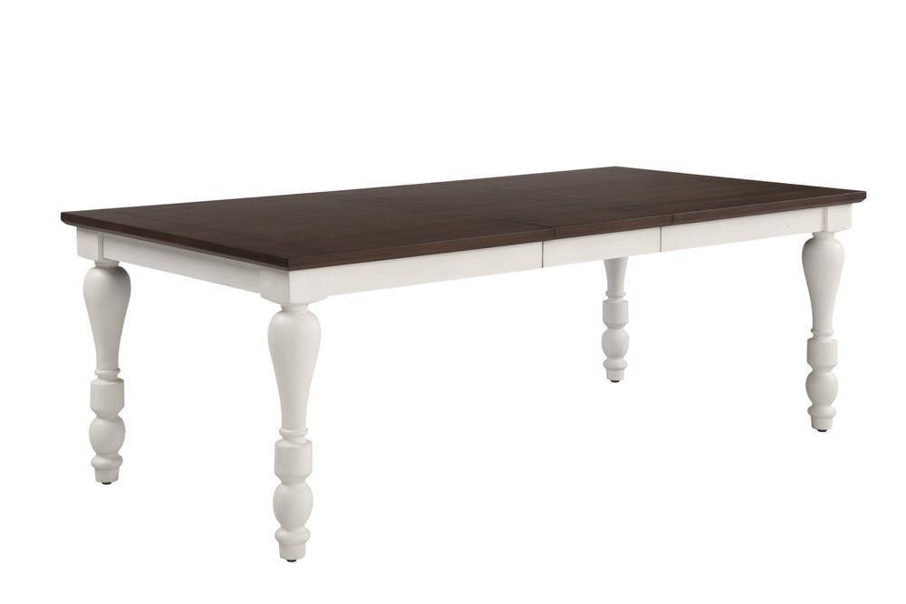 Madelyn Dining Table With Extension Leaf Dark Cocoa And Coastal White - Ella Furniture