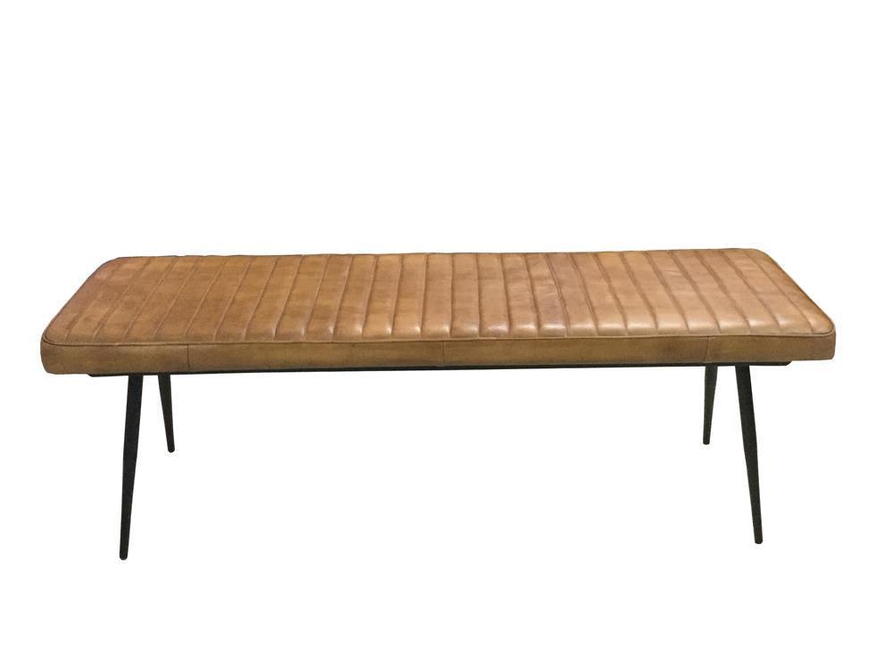 Misty Cushion Side Bench Camel And Black - Ella Furniture