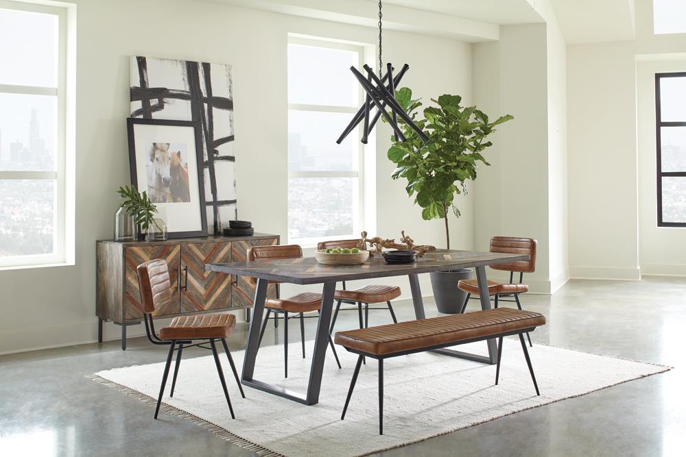 Misty Cushion Side Bench Camel And Black - Ella Furniture