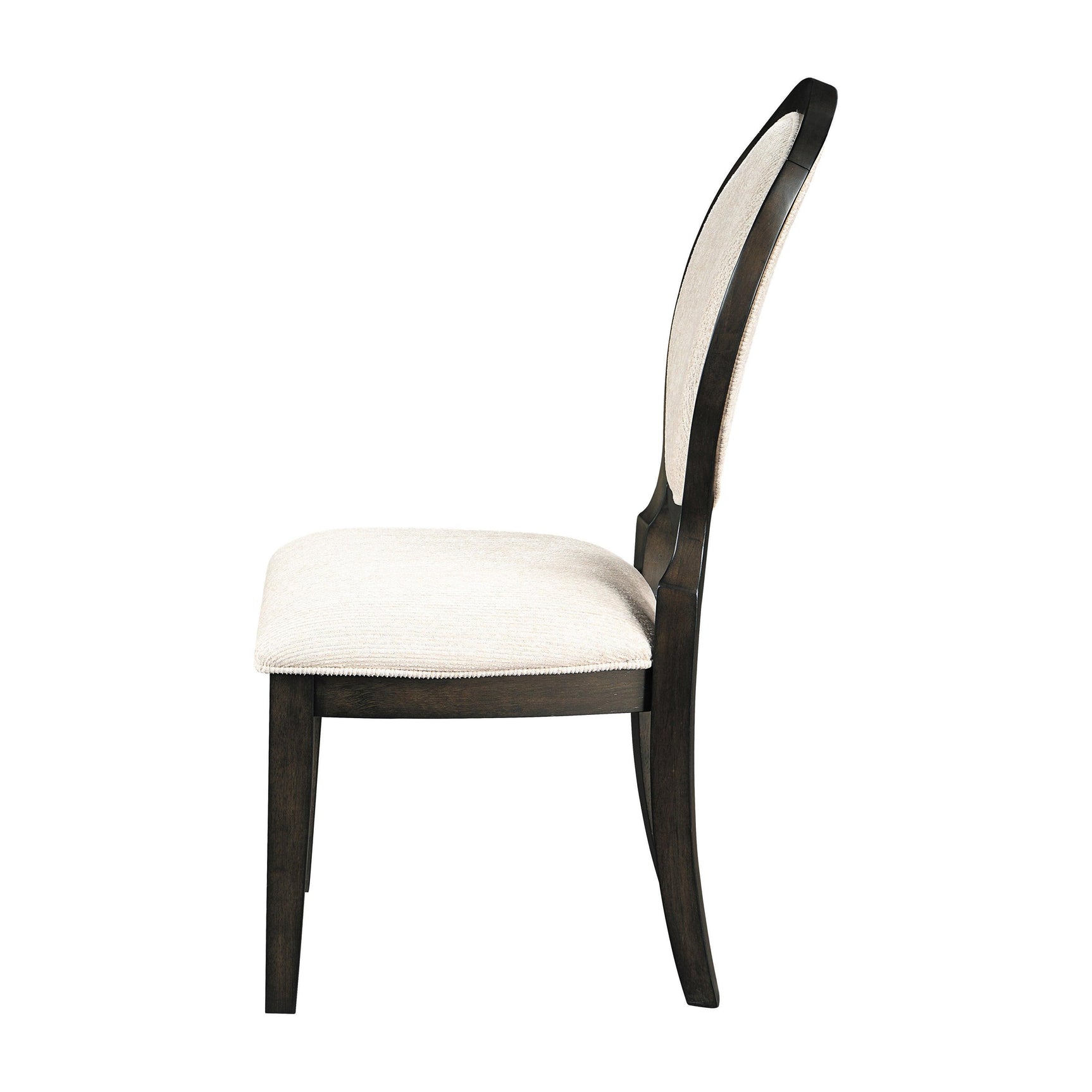 Twyla Upholstered Dining Chairs With Oval Back (Set Of 2) Cream And Dark Cocoa - Ella Furniture