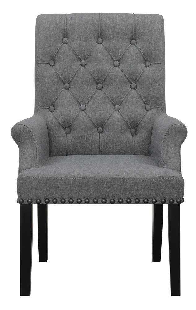Alana Upholstered Tufted Arm Chair With Nailhead Trim - Ella Furniture