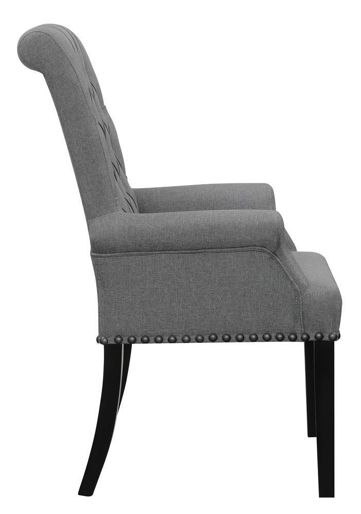 Alana Upholstered Tufted Arm Chair With Nailhead Trim - Ella Furniture