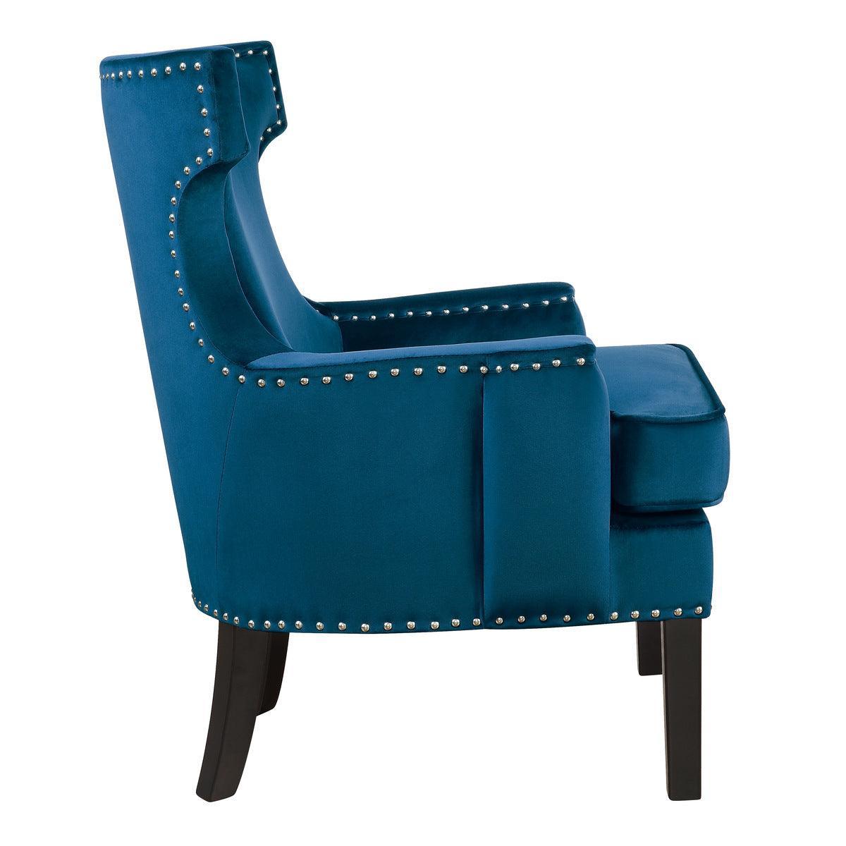 Lapis Blue Solid Wood And Plywood Velvet Fabric Polyester Upholstery Accent Chair - Ella Furniture