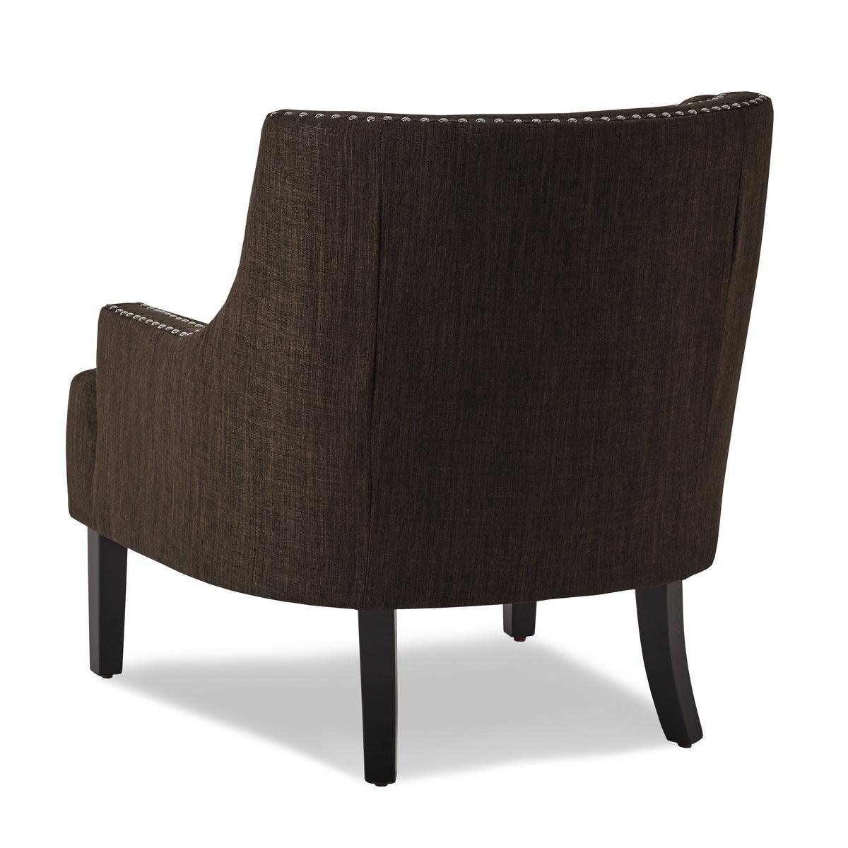 Charisma Chocolate Traditional Solid Wood, Plywood Textured Fabric Upholstered Tufted Accent Chair - Ella Furniture