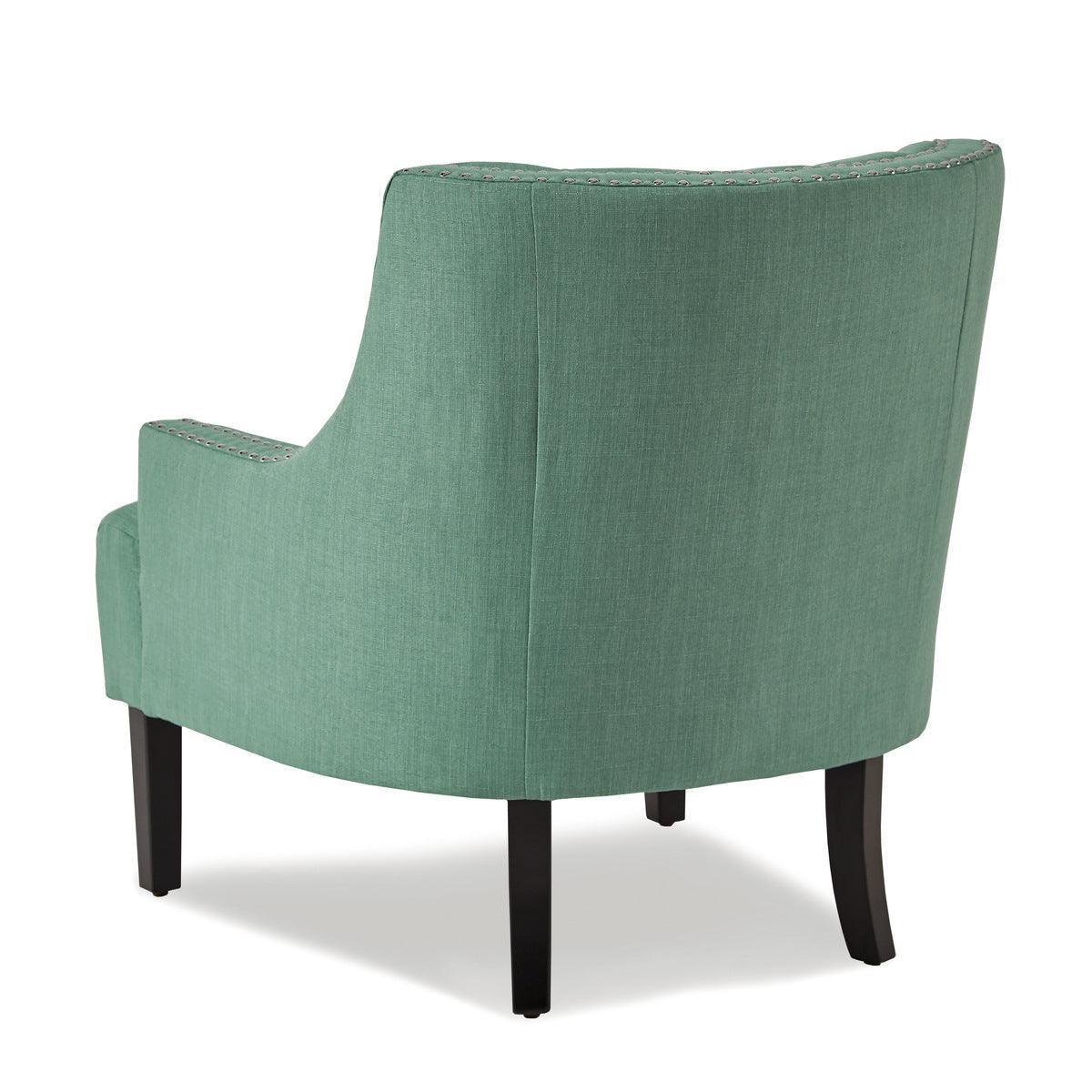 Charisma Teal Traditional Solid Wood, Plywood Textured Fabric Upholstered Tufted Accent Chair - Ella Furniture