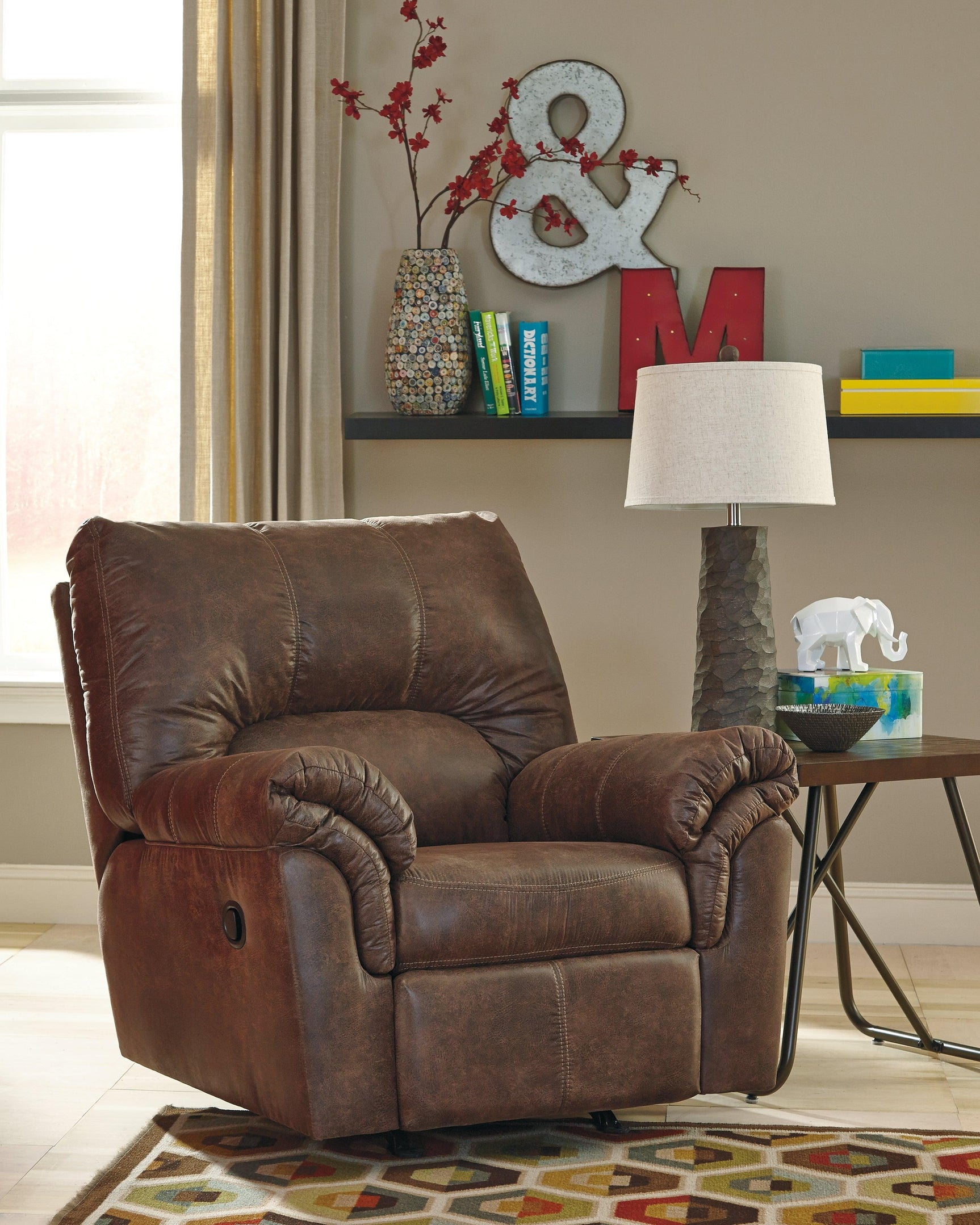 Bladen Coffee Faux Leather Recliner - Ella Furniture
