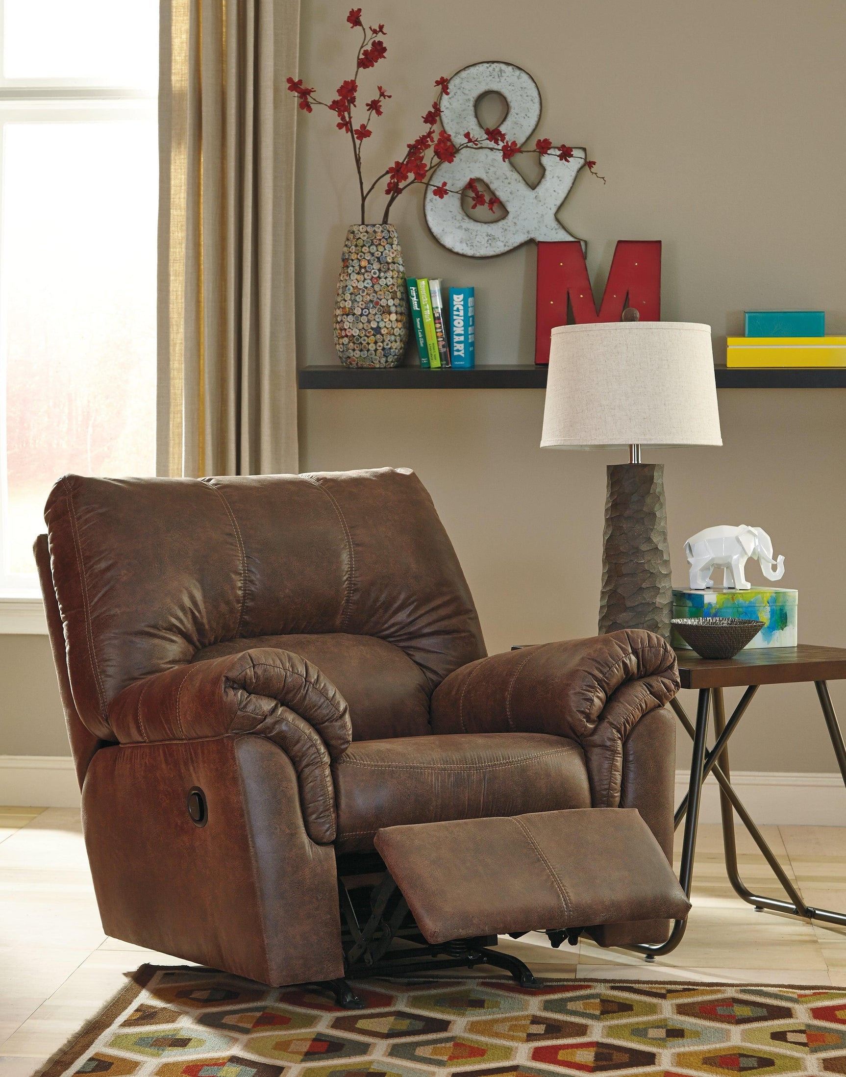 Bladen Coffee Faux Leather Recliner - Ella Furniture